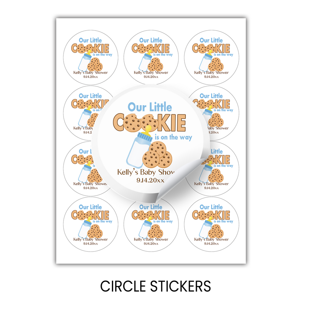Our Little Cookie Baby Shower Circle Favor Stickers | Cookie Theme Baby Shower Stickers | Printed-Only