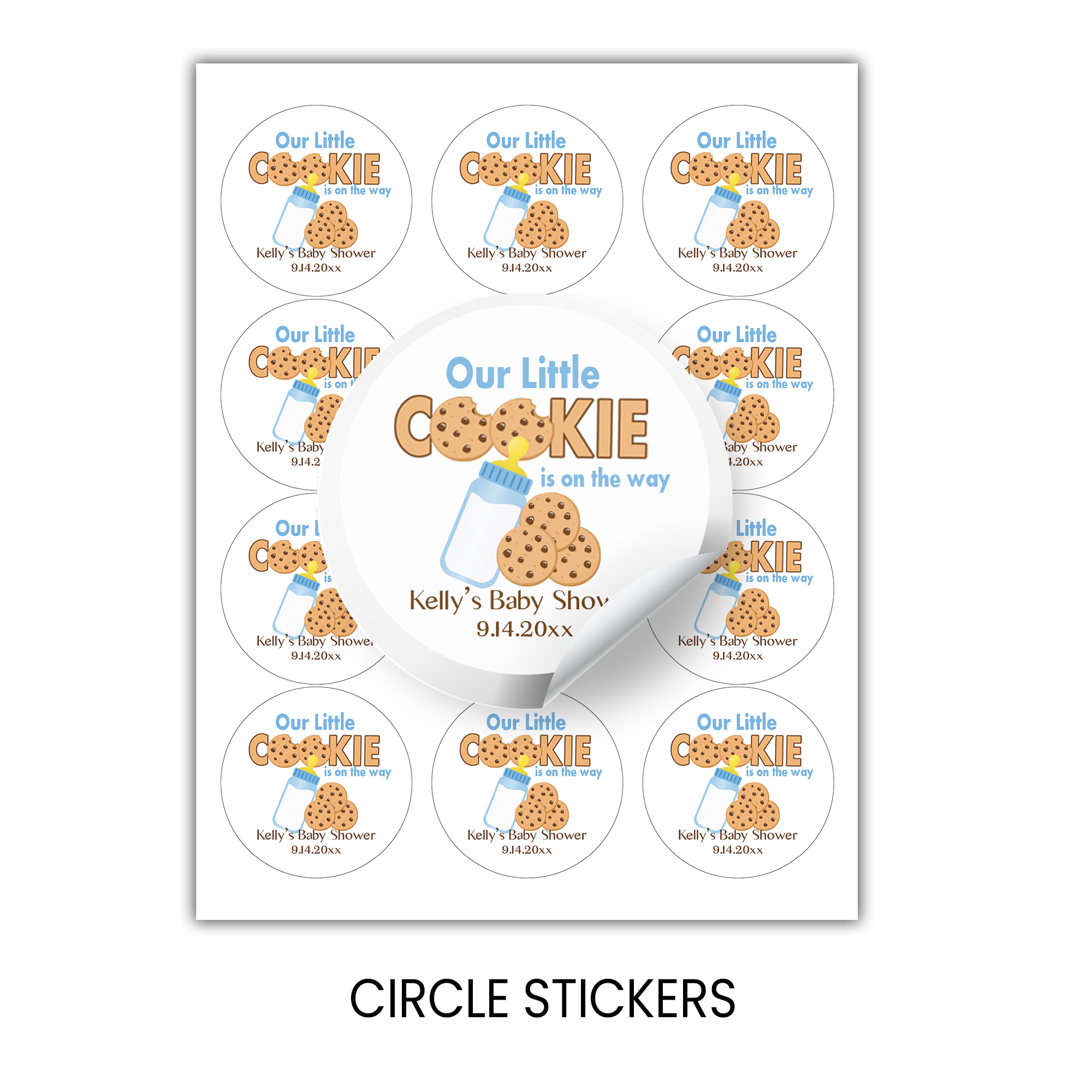 Our Little Cookie Baby Shower Circle Favor Stickers | Cookie Theme Baby Shower Stickers | Printed-Only