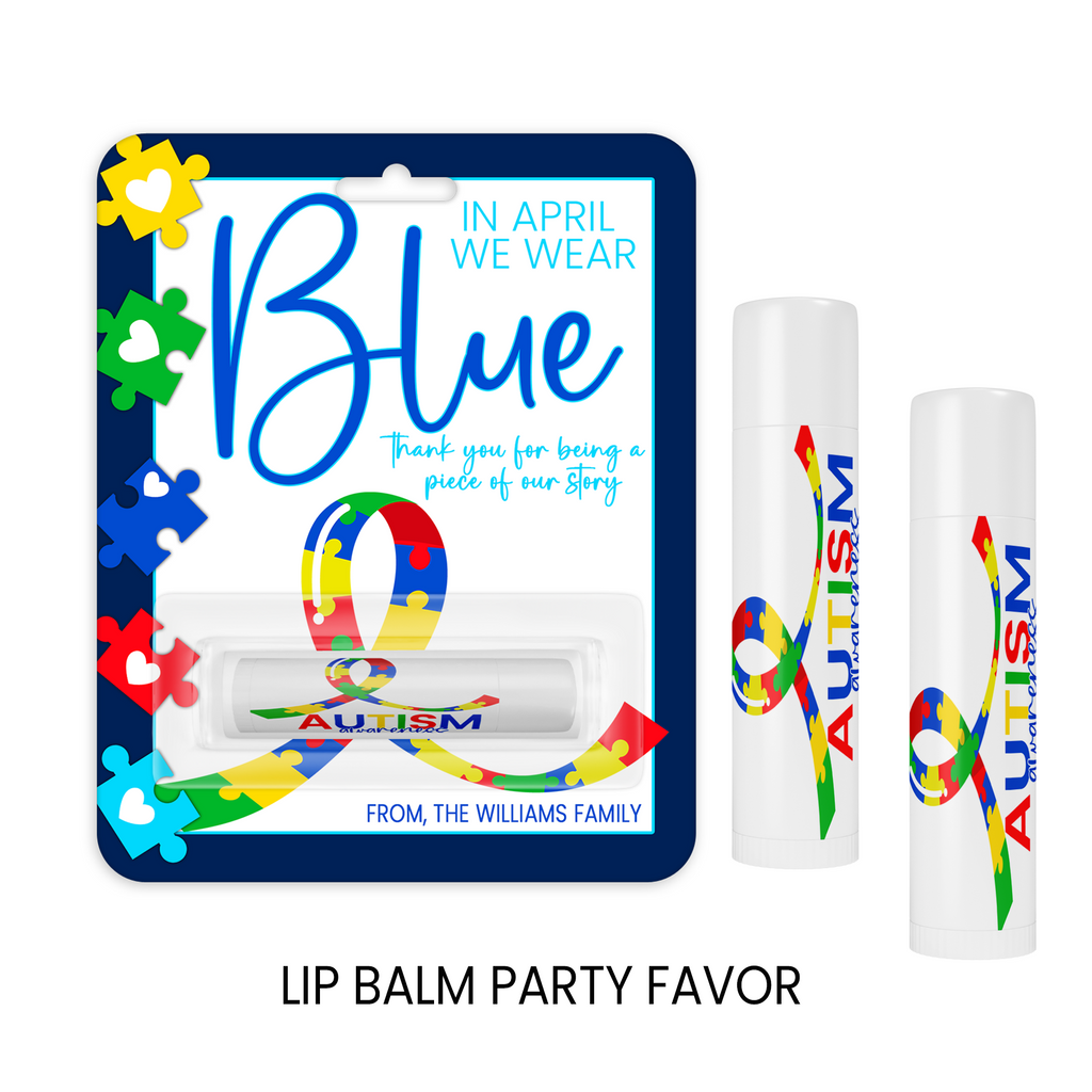 Autism Awareness Lip Balm Favors | Puzzle Theme Support Gifts