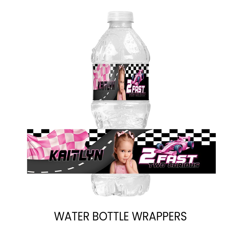 2 Fast 2 Curious Water Bottle Wrapper Party Favor | Racing Birthday | Digital + Print Option