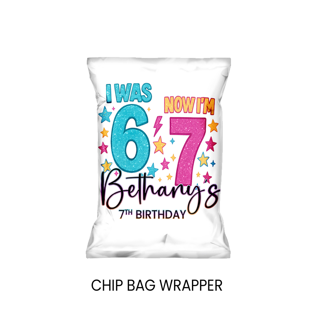 Six Seven (6/7) Chip Bag Wrapper Party Favor | 7th Birthday Party Theme | Digital + Print Option