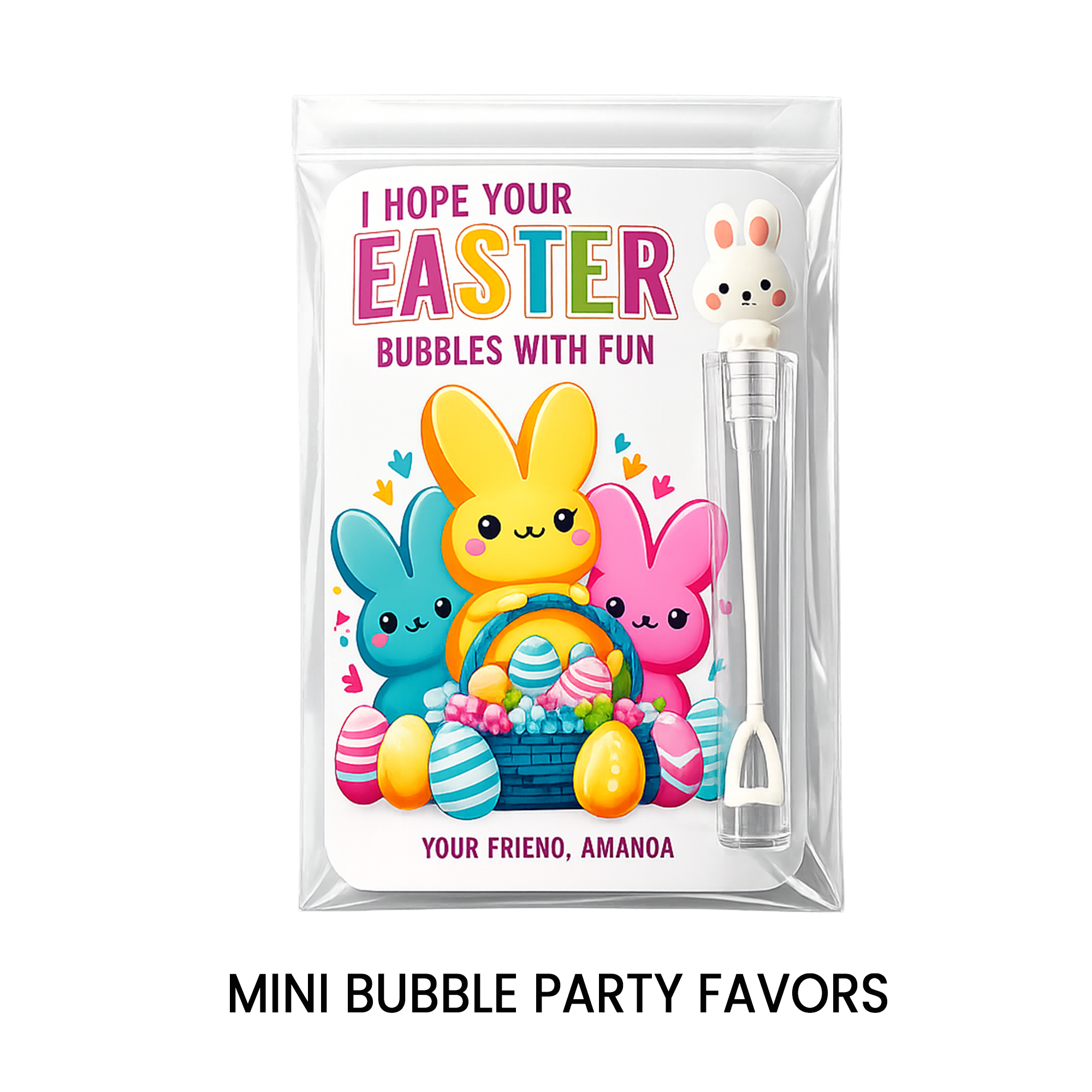 Personalized Easter Mini Bubbles | Bunny Party Favors, Classroom Gift