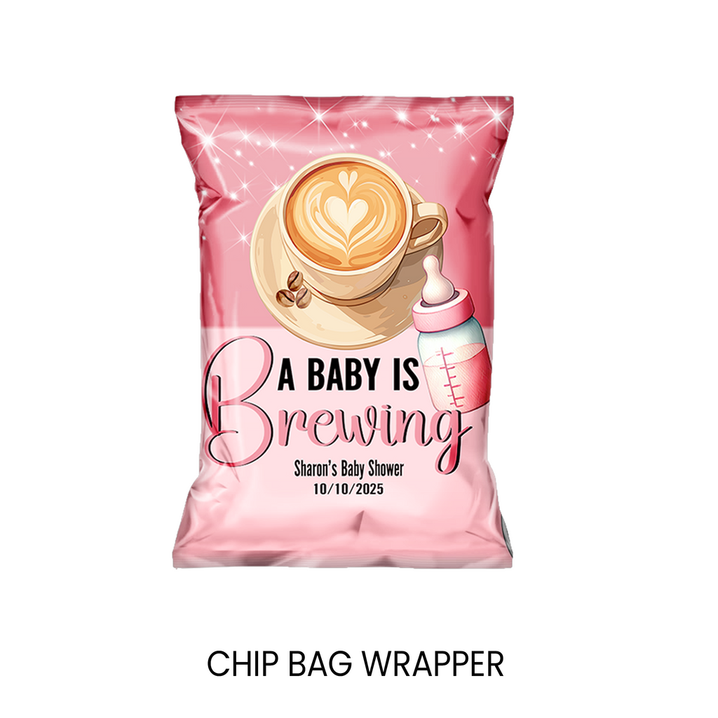 A Baby Is Brewing | Chip Bag Party Favor | Baby Shower Theme | Print & Ship