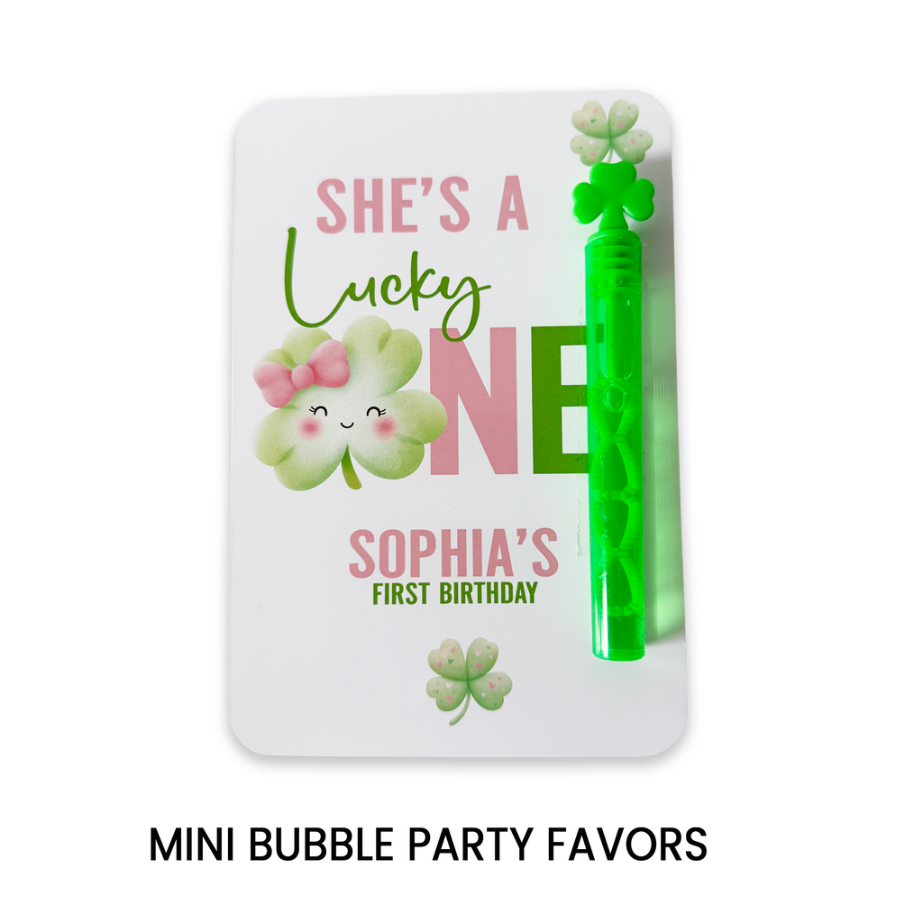 She’s A Lucky One Mini Bubble Party Favors | First Birthday Favors | St. Patrick's Day Birthday