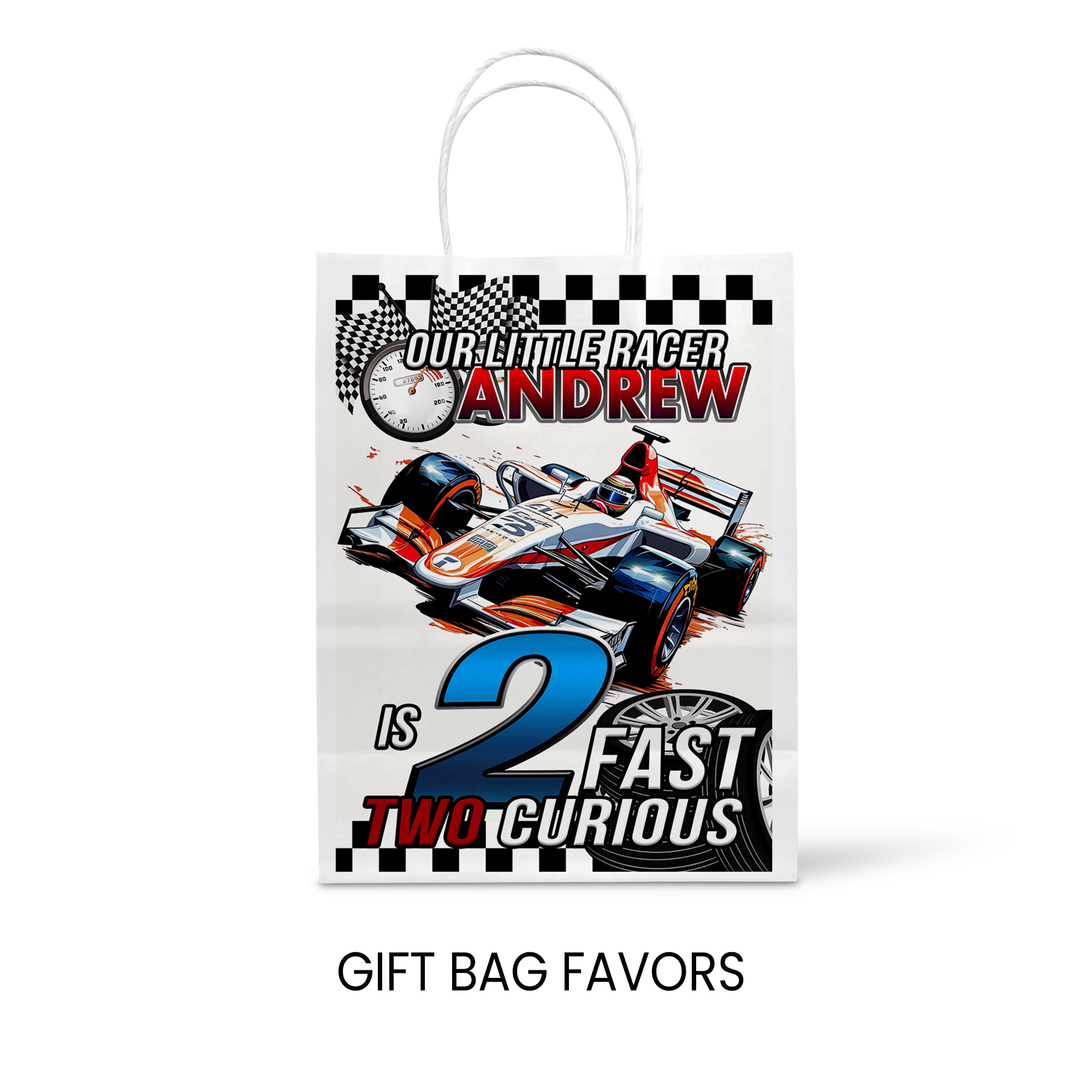 2 Fast 2 Curious Gift Bag Label | Racing Party Favor | Digital + Print Option