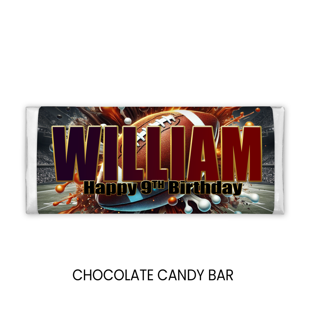 Football Theme Chocolate Candy Bar Wrapper | Game Day Birthday Party Favor | Digital + Print & Ship Option