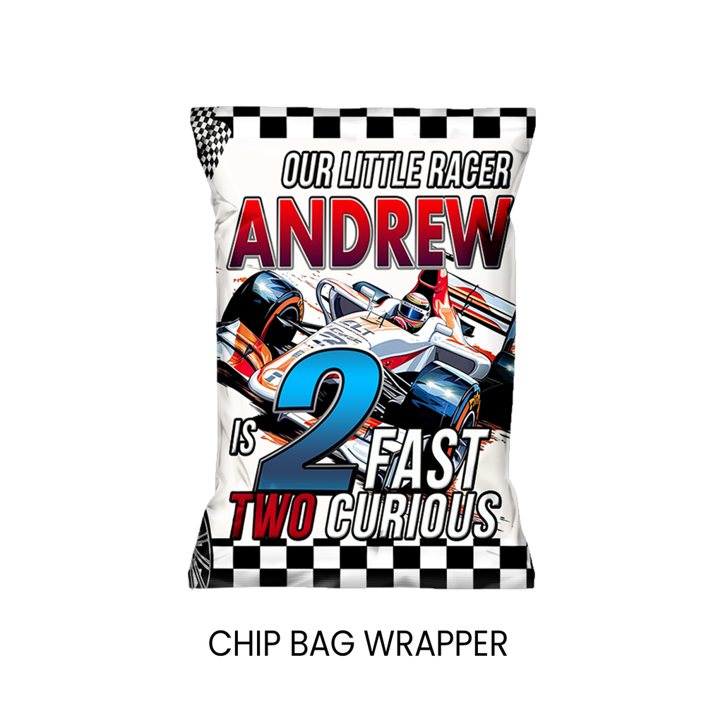 2 Fast 2 Curious Chip Bag Wrapper Party Favor | Racing Birthday Theme | Digital + Print Option