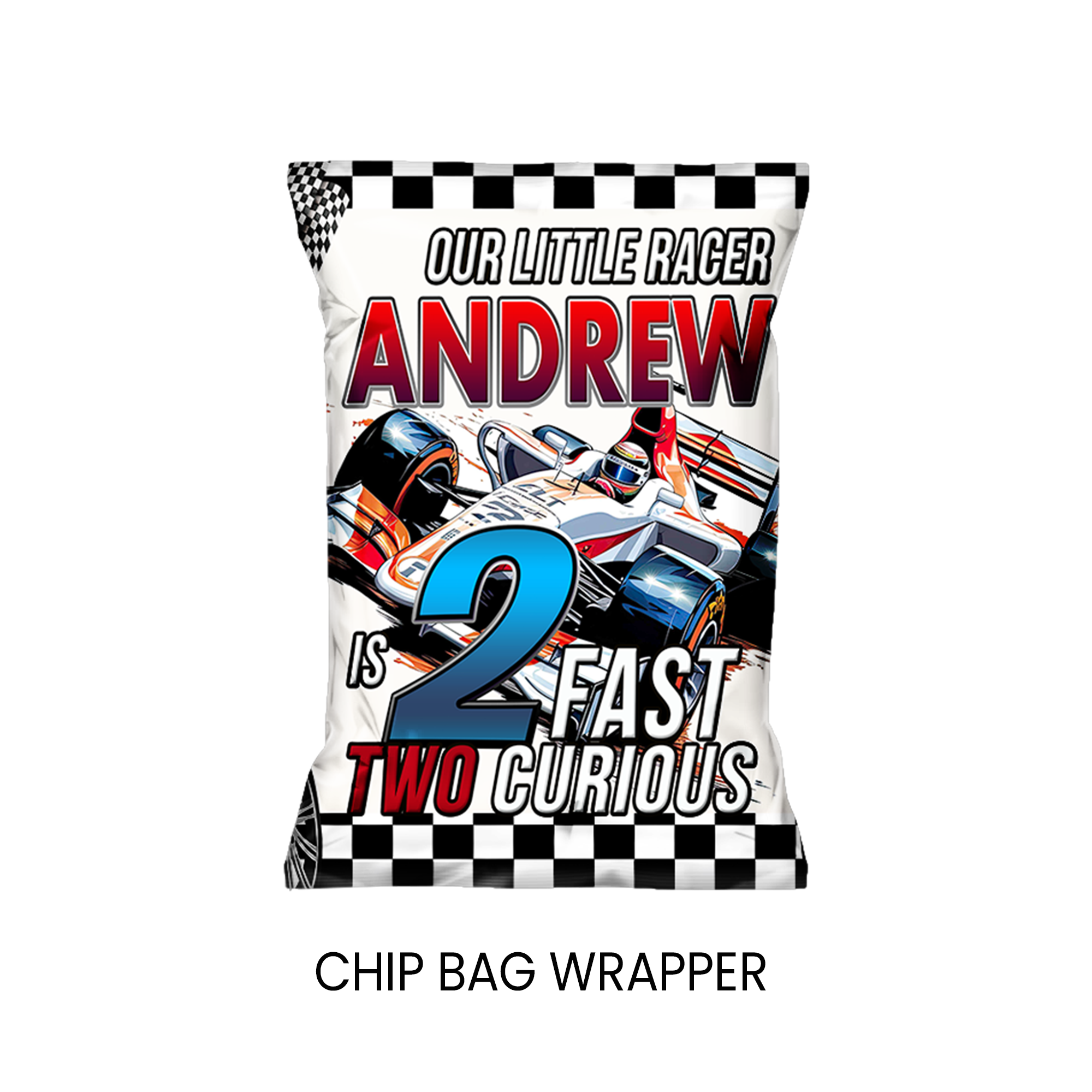 2 Fast 2 Curious Chip Bag Wrapper Party Favor | Racing Birthday Theme | Digital + Print Option