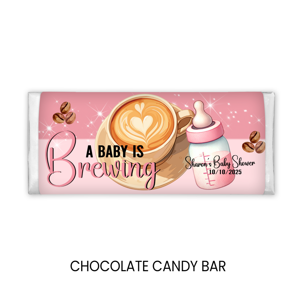 A Baby Is Brewing | Chocolate Candy Bar Wrappers | Baby Shower Party Favor | Printed