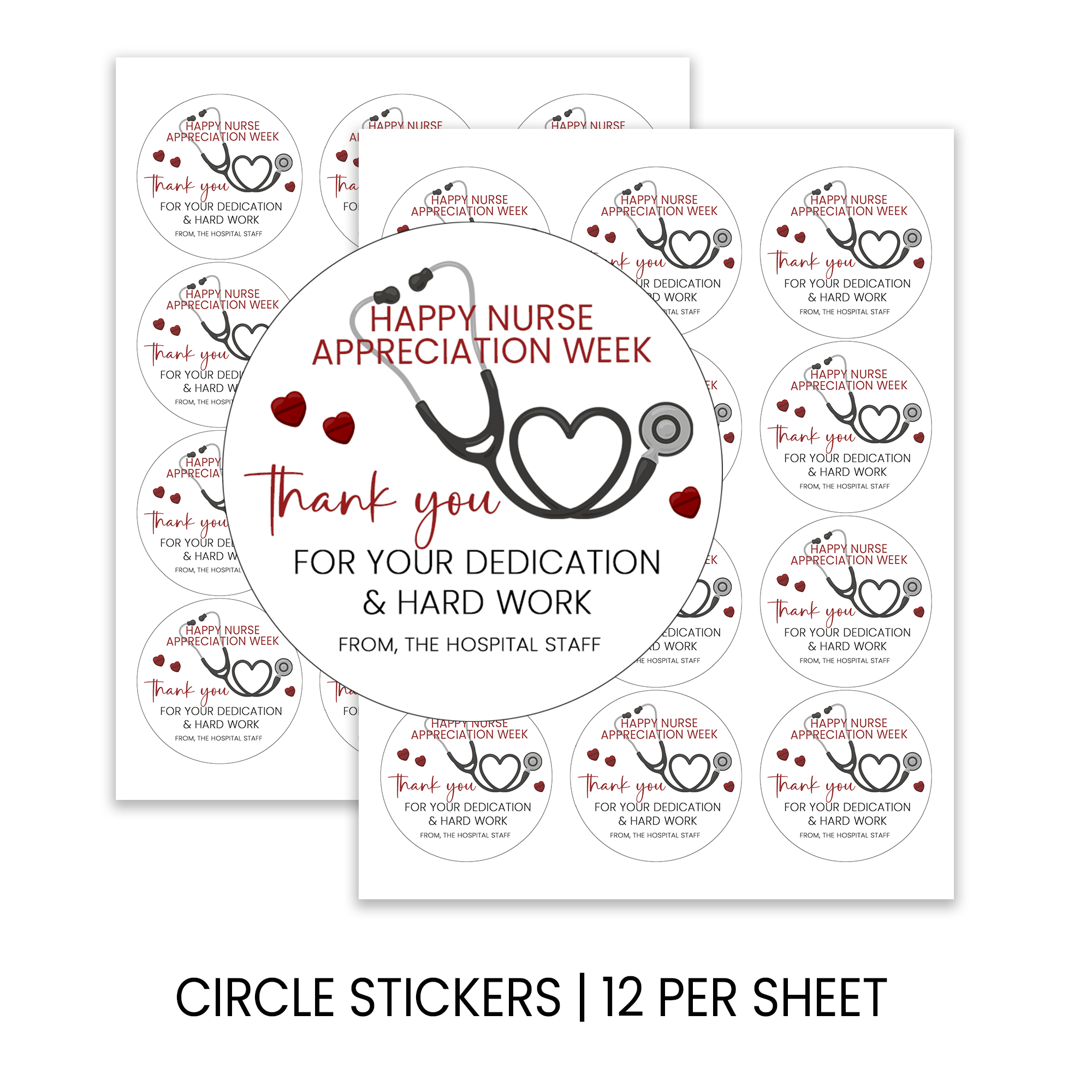 Nurse Appreciation Stickers | Thank You Healthcare Worker Favor Labels