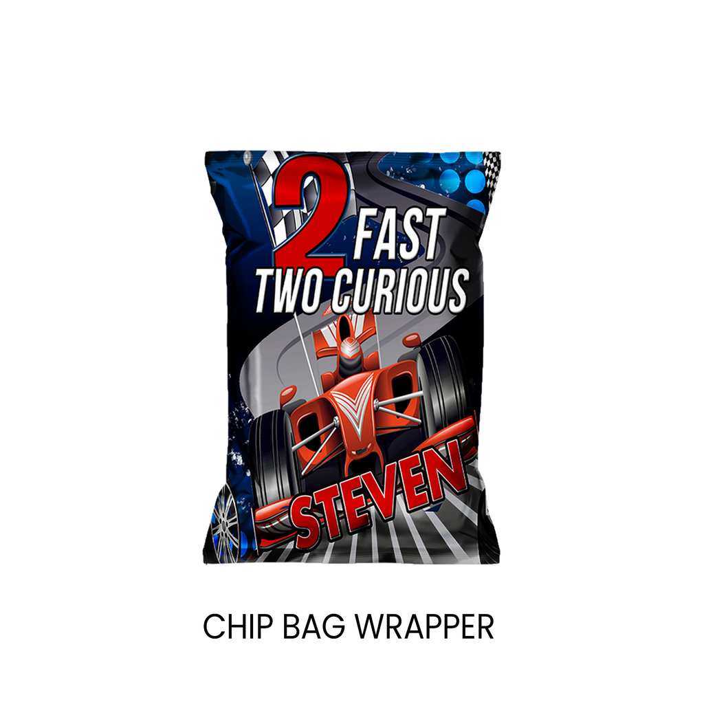 2 Fast 2 Curious Chip Bag Wrapper Party Favor | Racing Birthday Theme | Digital + Print Option