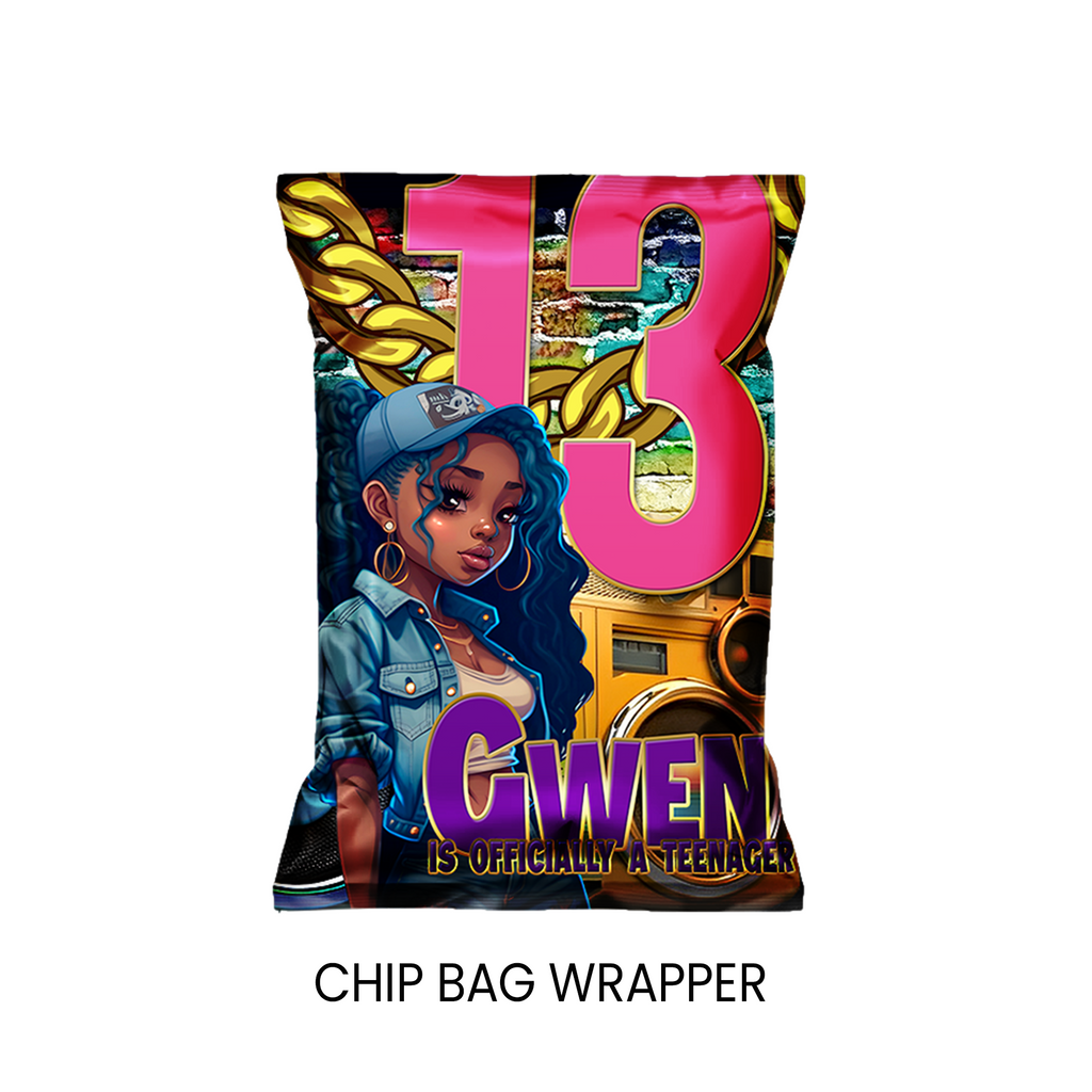 13th Birthday | Chip Bag Wrapper Party Favor | Tween Birthday Party | Digital + Print Option