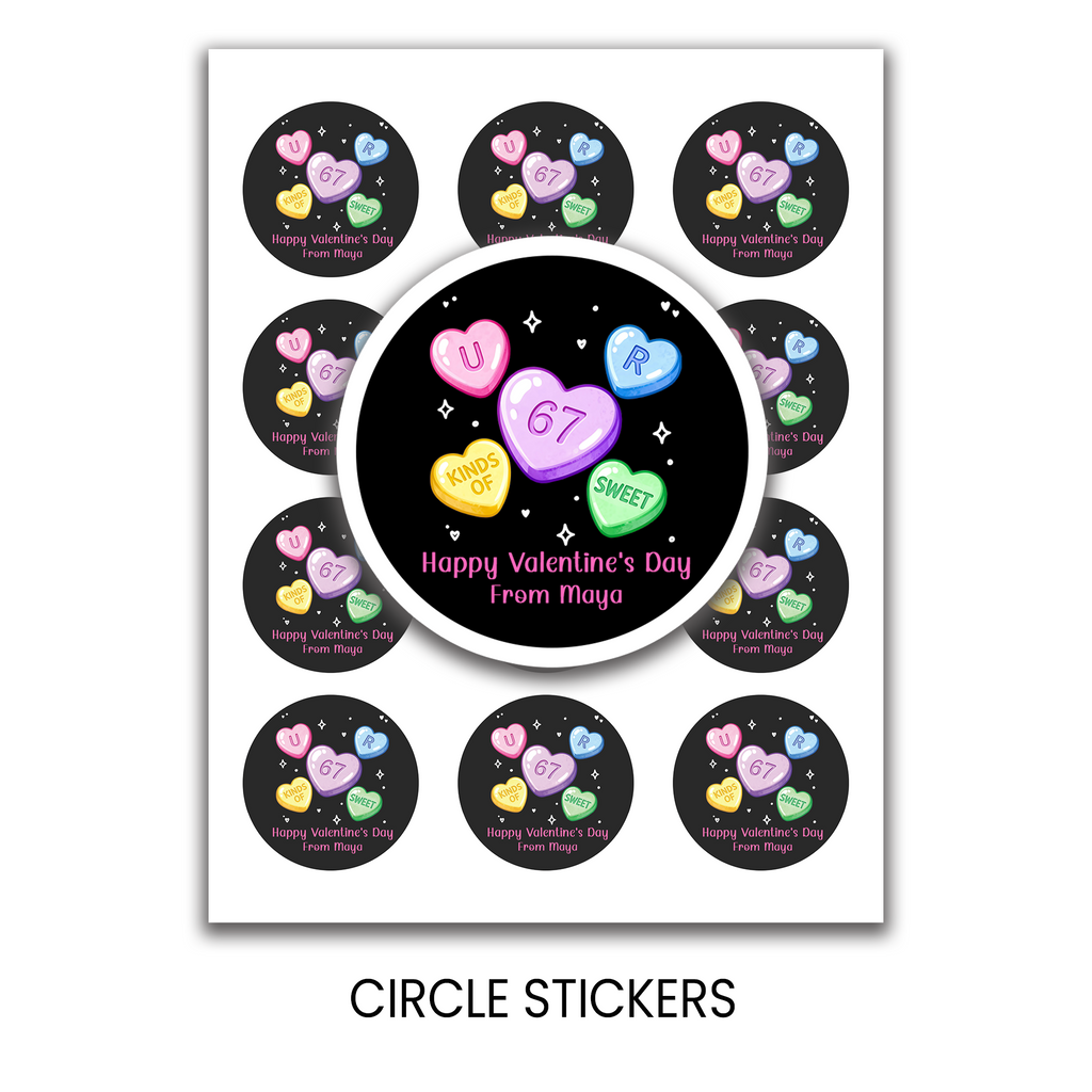 You Are Kinda 6 7 Sweet | Valentine Party Favor Stickers | Kids Valentine Stickers | Treat Bag Seals | Printed Stickers