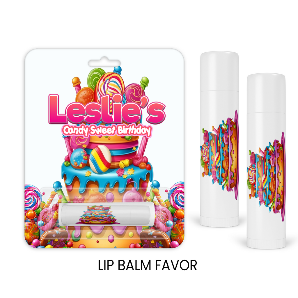 Candyland Inspired Birthday Lip Balm | Personalized Lip Balm Party Favors | Kids Party Favors