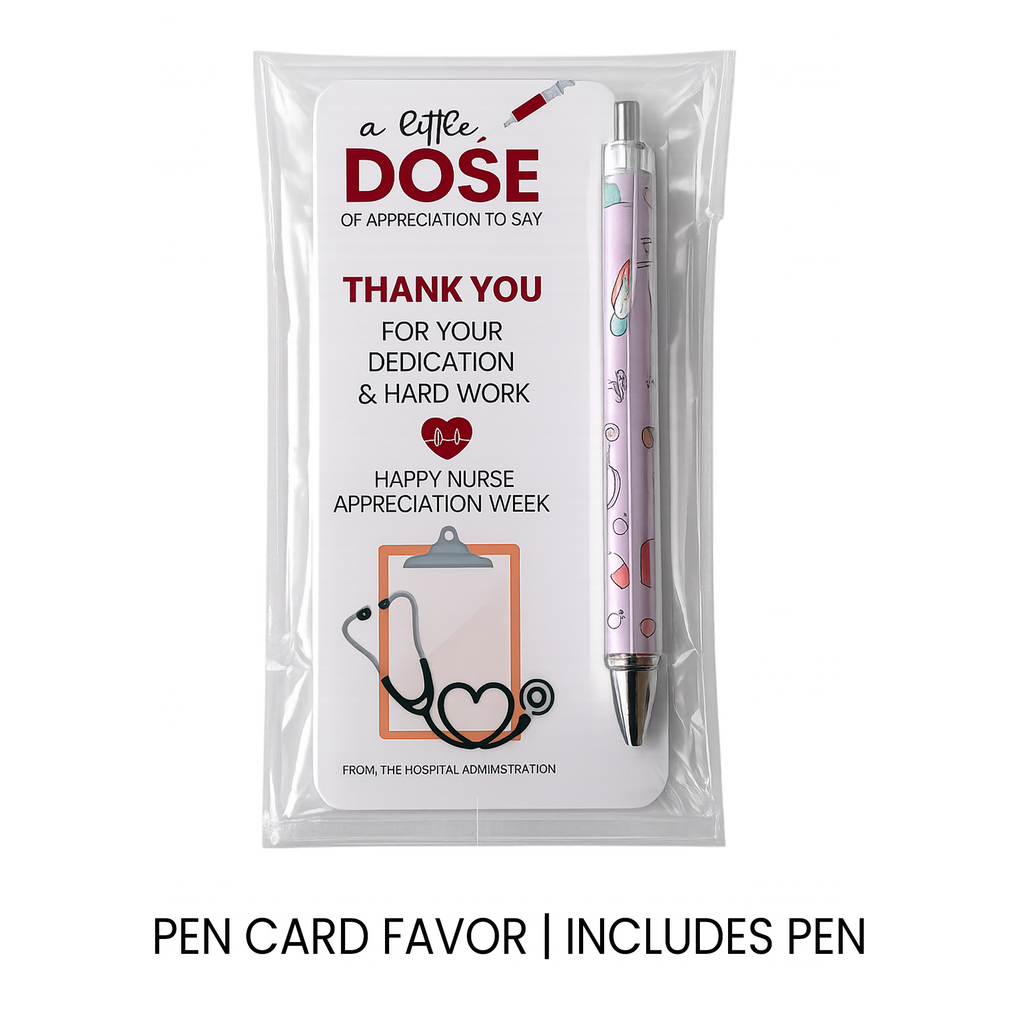Nurse Appreciation Pen Card Favors | Healthcare Thank You Gift, Personalized Ink Pen