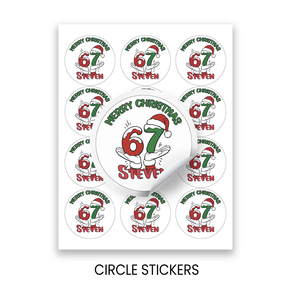 Six Seven (6/7) Christmas Circle Party Favor Stickers | Holiday Stickers | Printed-Only
