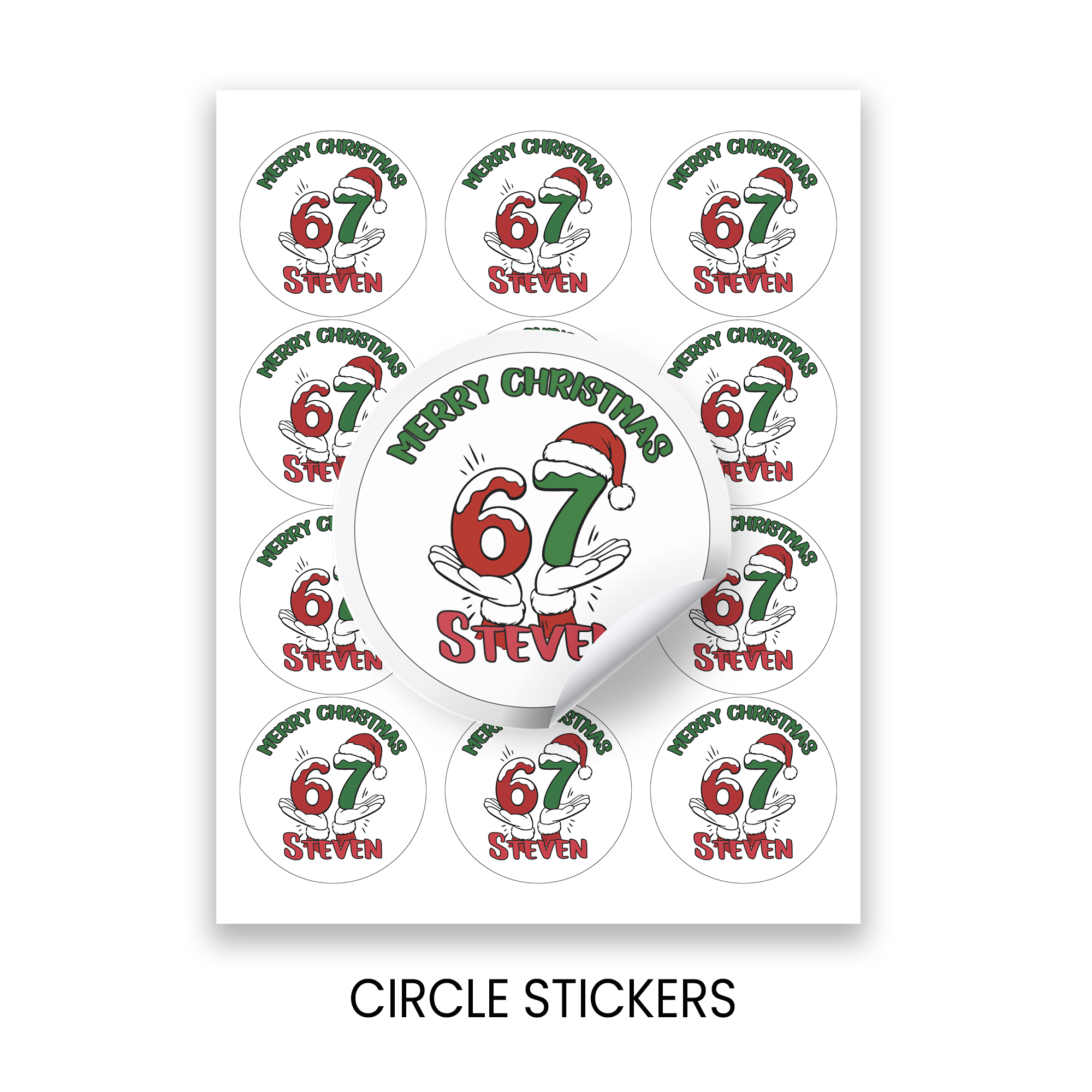 Six Seven (6/7) Christmas Circle Party Favor Stickers | Holiday Stickers | Printed-Only