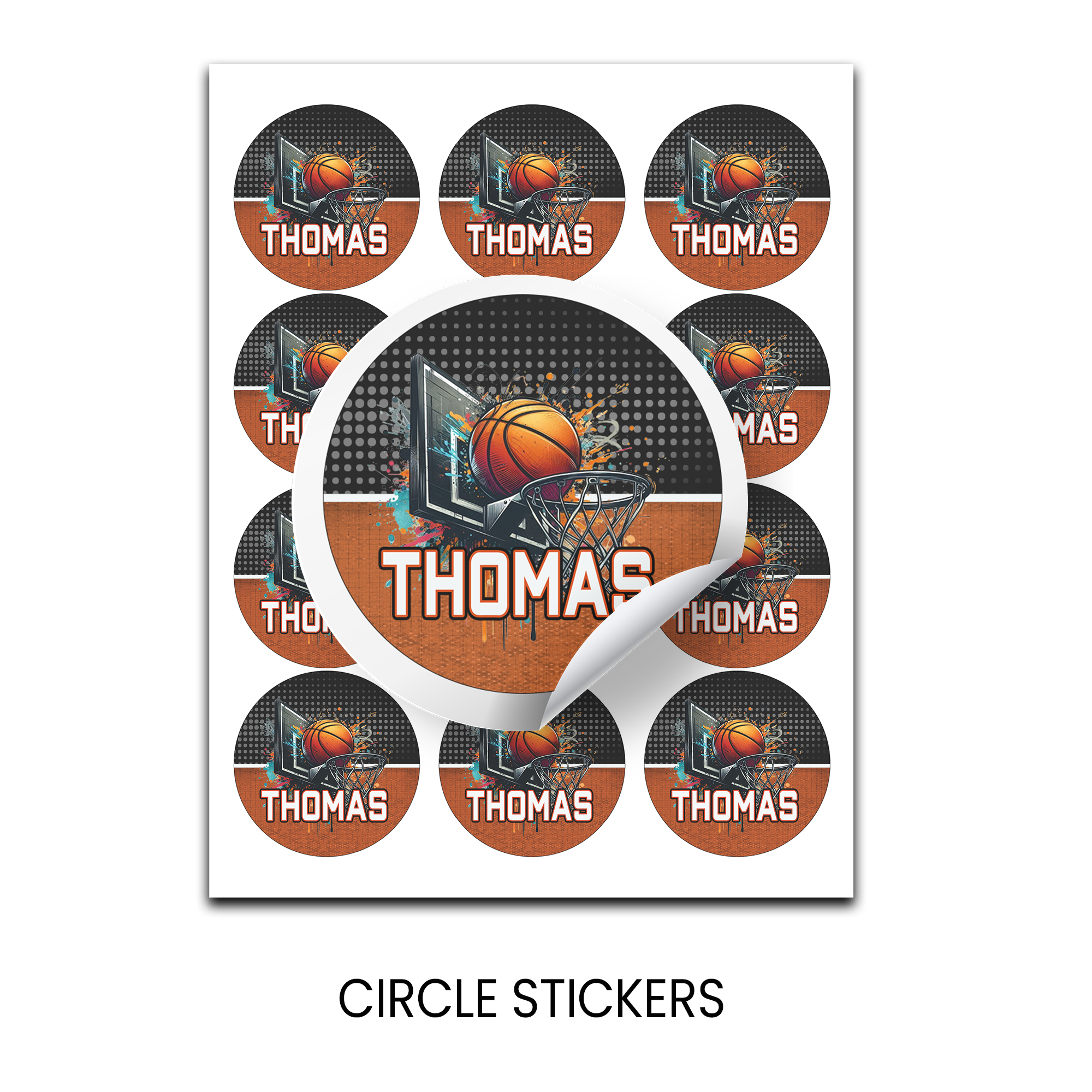 Basketball Party Stickers | Personalized Treat Bag Seals, 2.5"