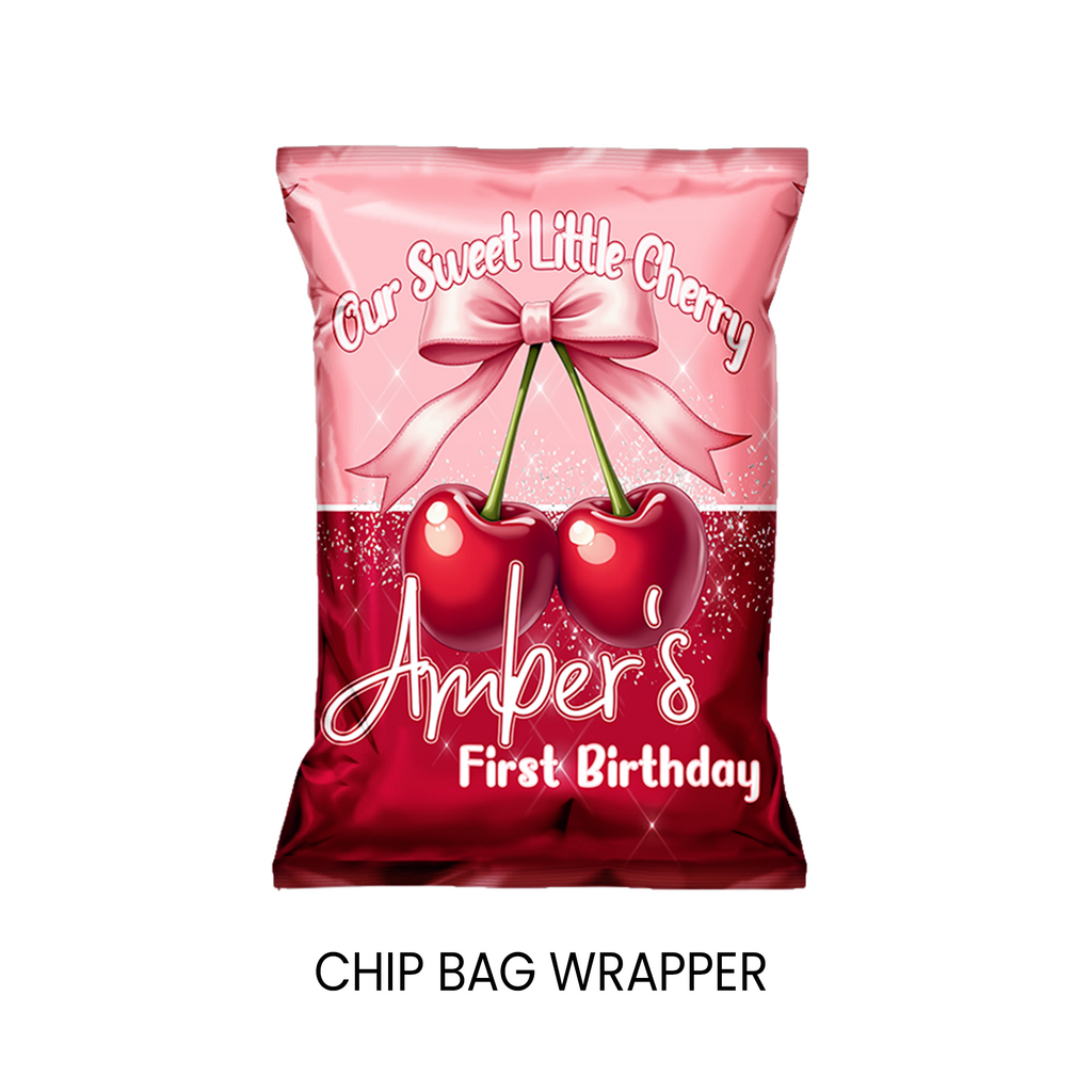 Cherry Sweet One Chip Bag Wrapper | 1st Birthday Party Favor | Digital Printable
