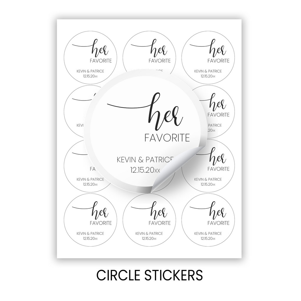 His and Hers Wedding | Circle Favor Stickers | Elegant Wedding Party Favor | Printed Only