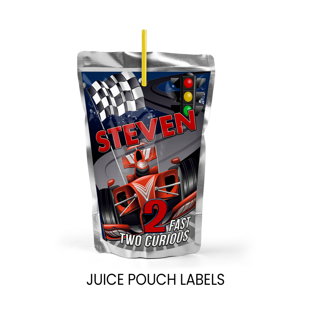 2 Fast 2 Curious Juice Pouch Label Party Favor | Racing Birthday Theme | Digital + Print Option