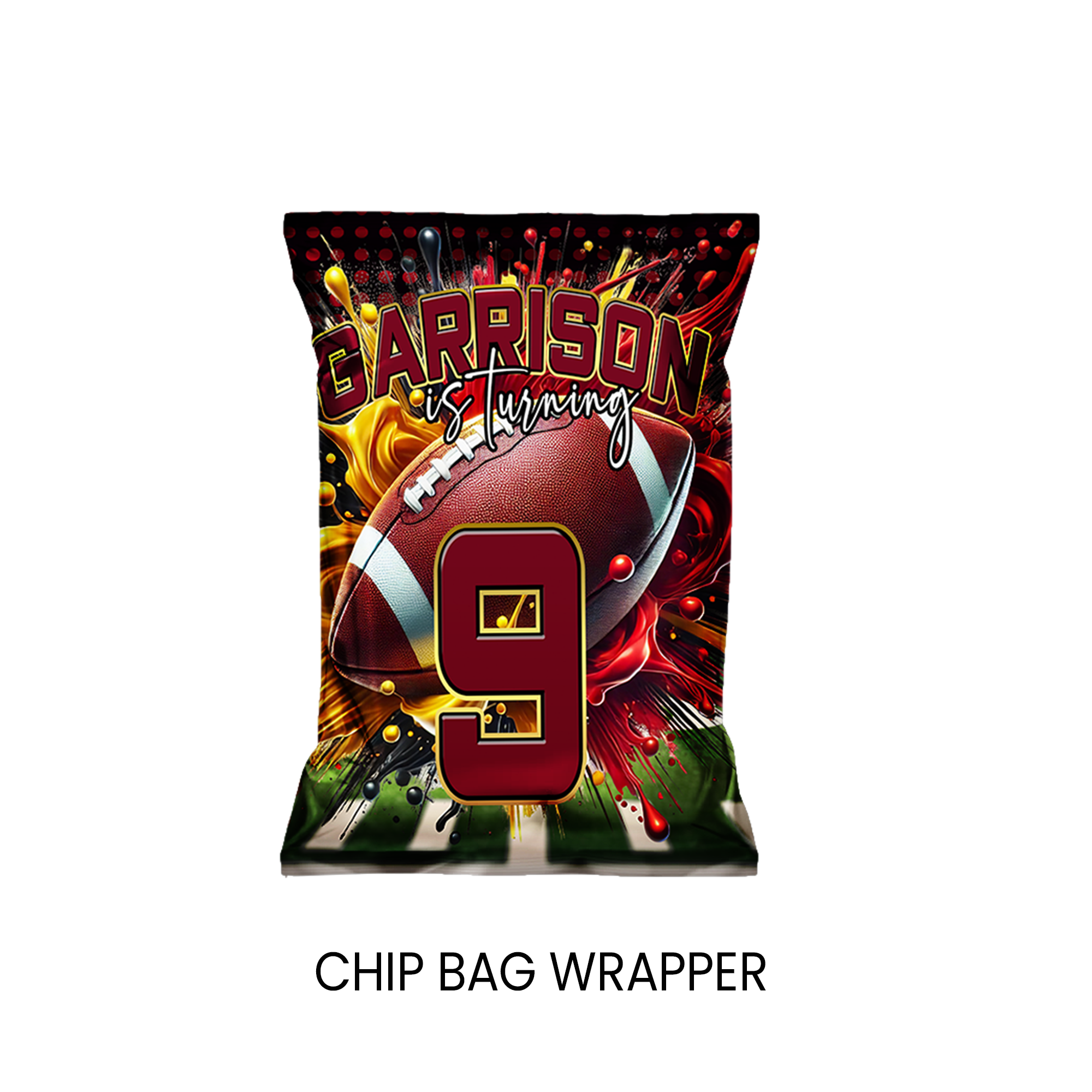 Football Theme Chip Bag Wrapper Party Favor | Sports Birthday Party | Digital + Print Option
