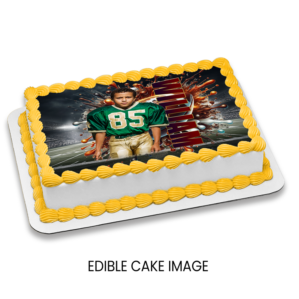 Football Theme Edible Cake Image Topper with Photo | Sports Birthday Party | Digital