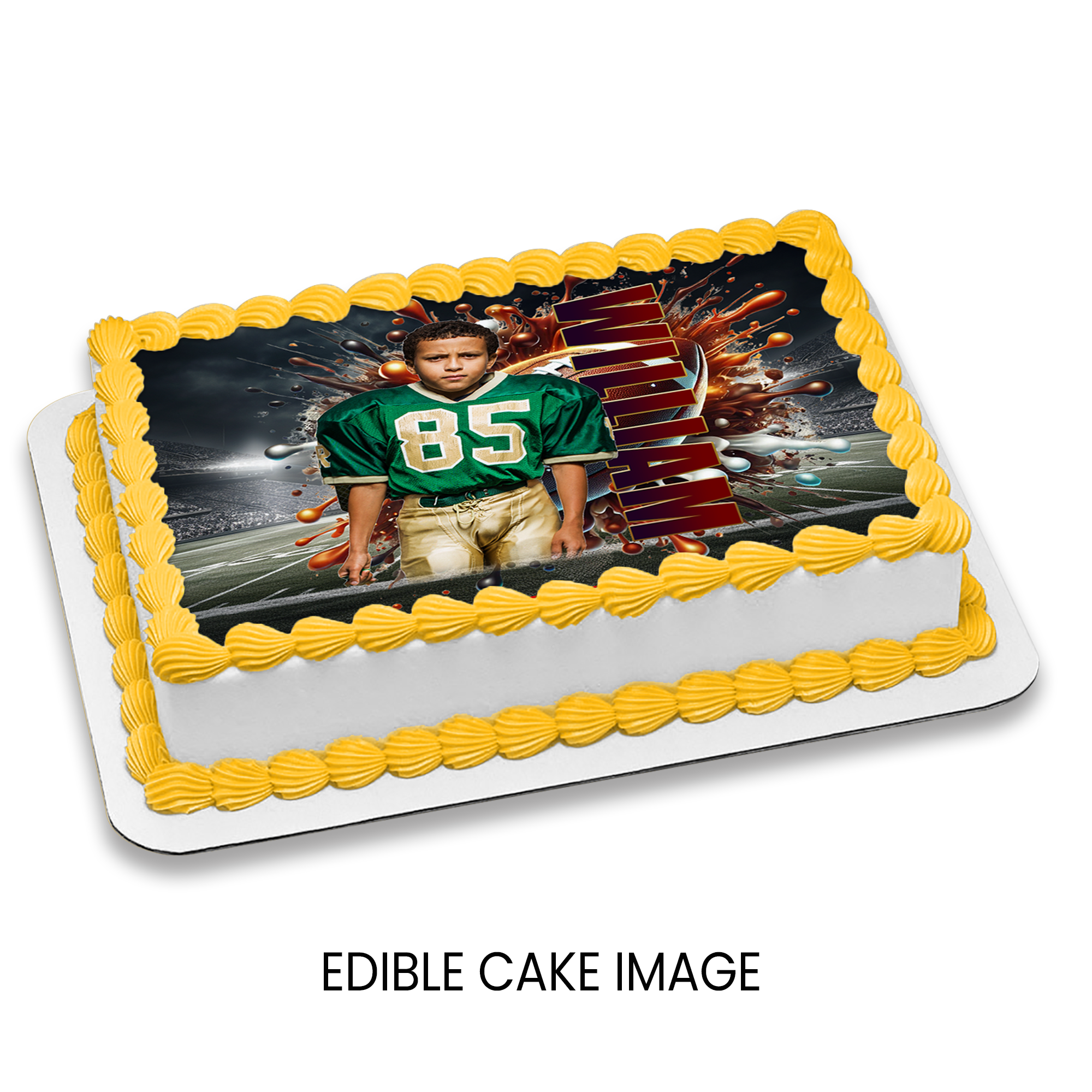 Football Theme Edible Cake Image Topper with Photo | Sports Birthday Party | Digital + Print Option