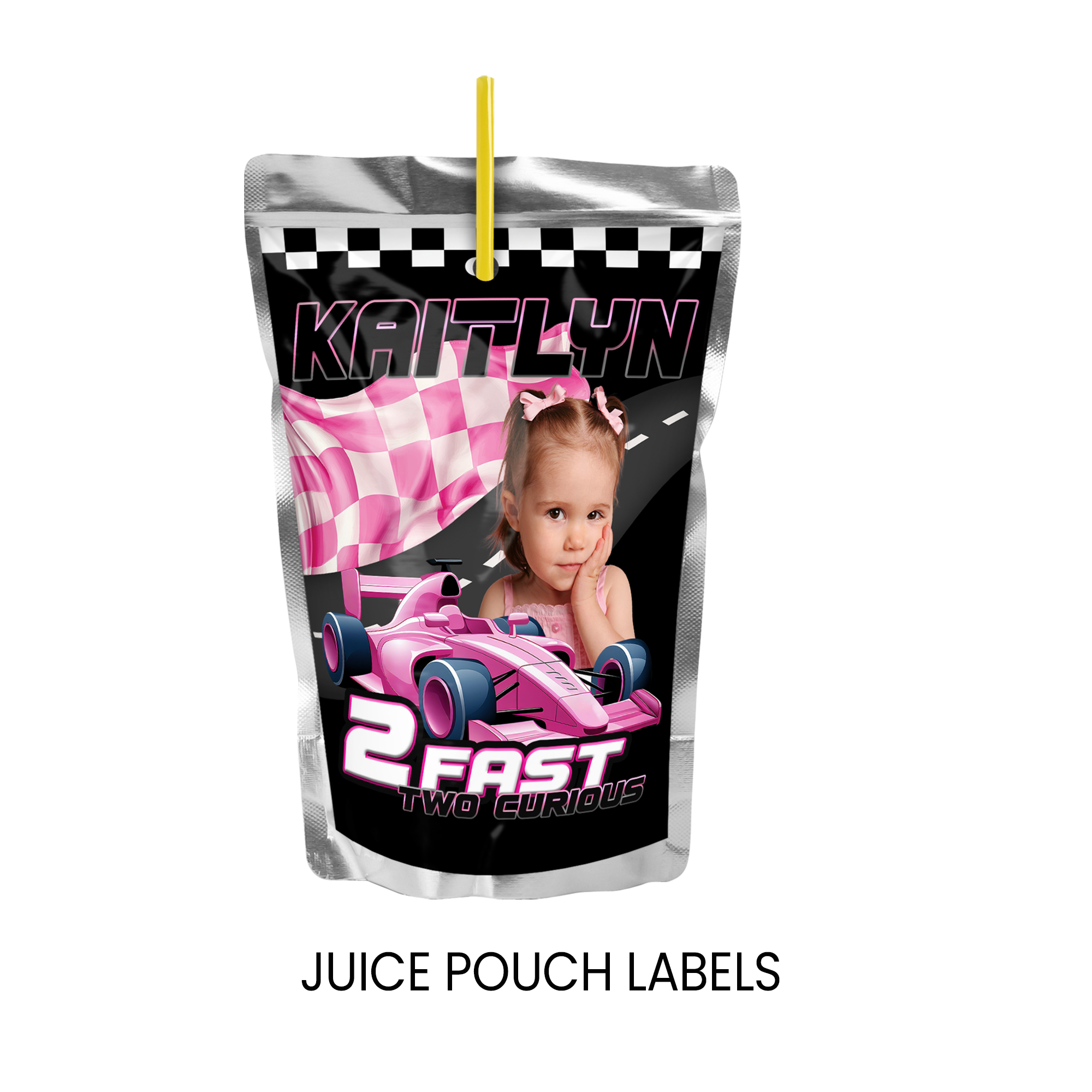 2 Fast 2 Curious Juice Pouch Label Party Favor | Racing Birthday Theme | Digital + Print Option