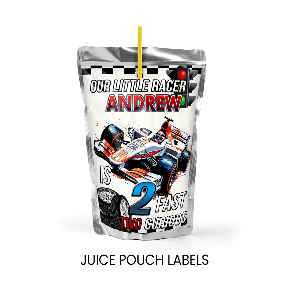 2 Fast 2 Curious Juice Pouch Label Party Favor | Racing Birthday Theme | Digital + Print Option
