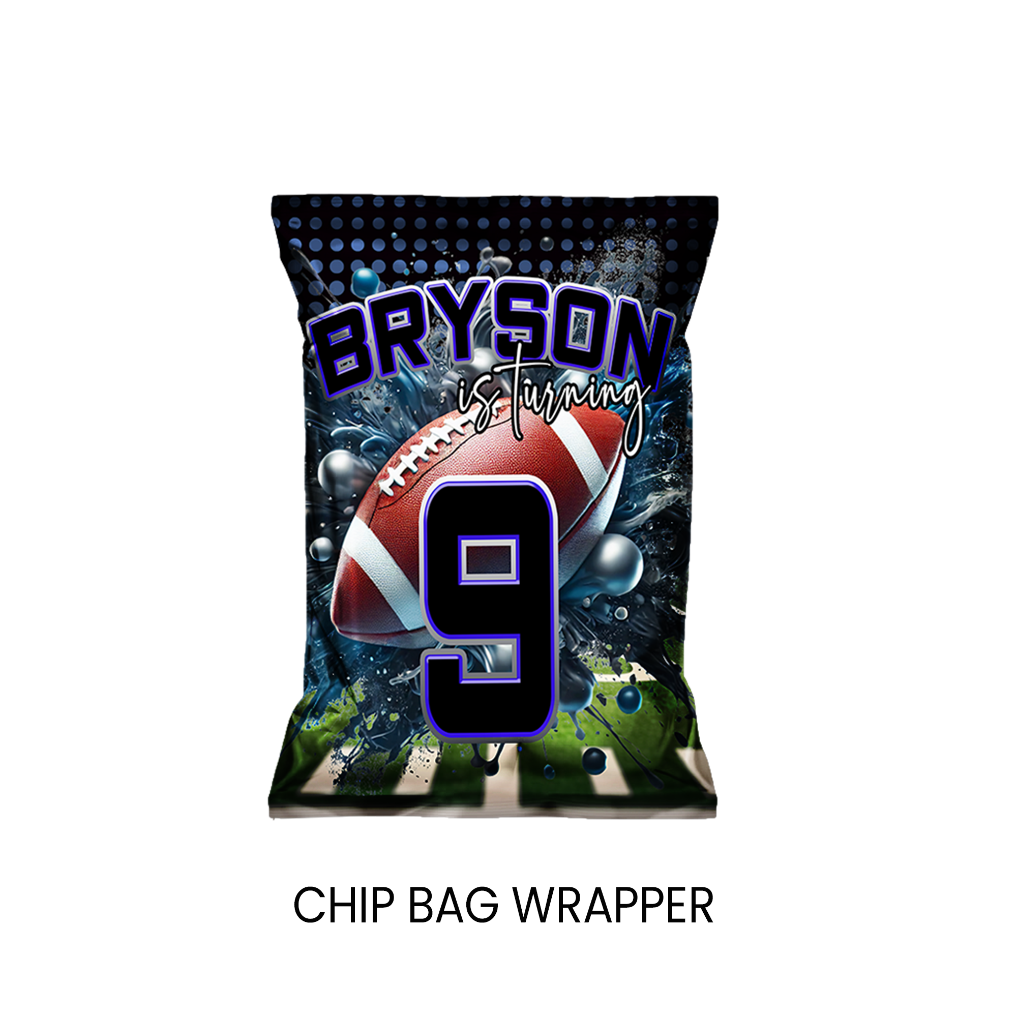 Football Theme Chip Bag Wrapper Party Favor | Sports Birthday Party | Digital + Print Option