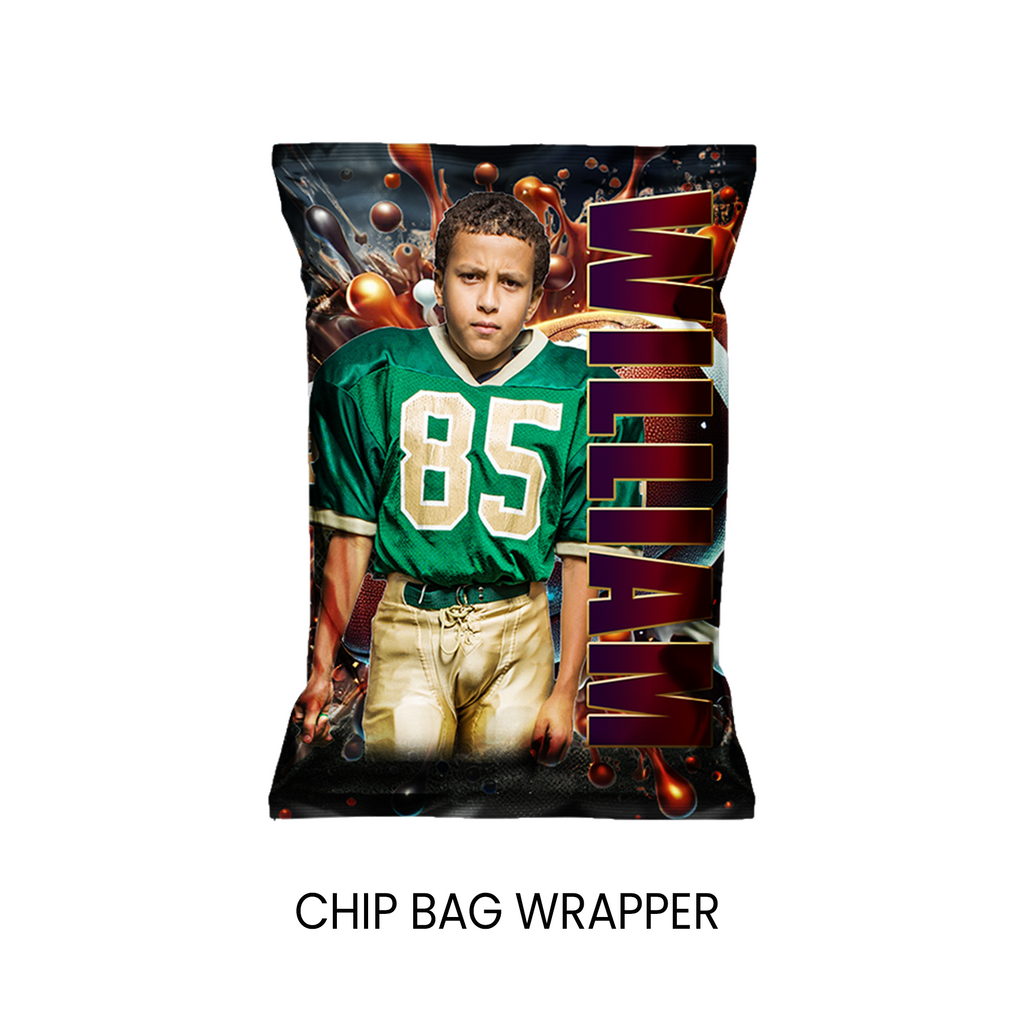 Football Theme Chip Bag Wrapper Party Favor with Photo | Sports Birthday Party | Digital + Print Option