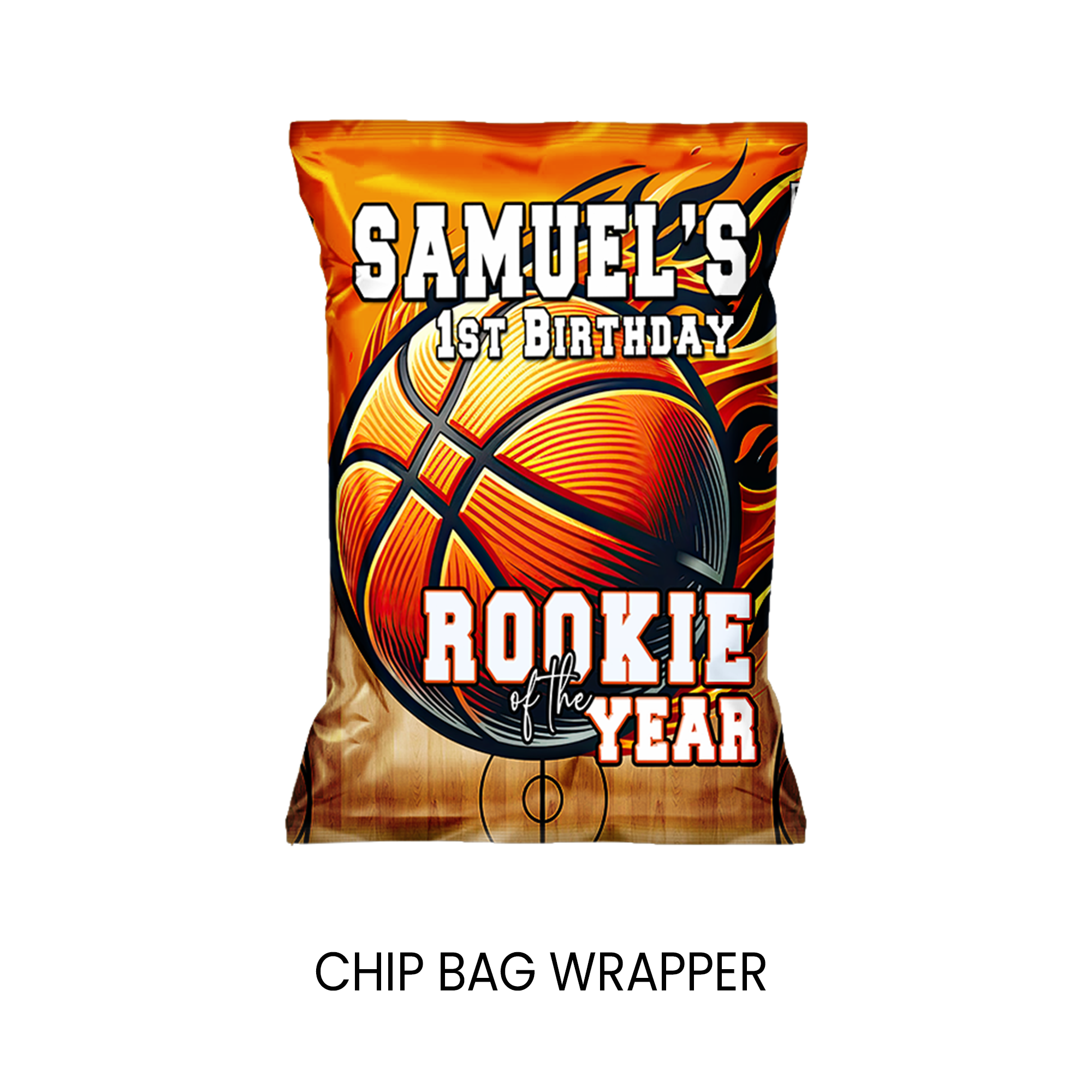Rookie of the Year | Chip Bag Wrapper Party Favor | First Birthday Basketball Theme | Digital + Print Option