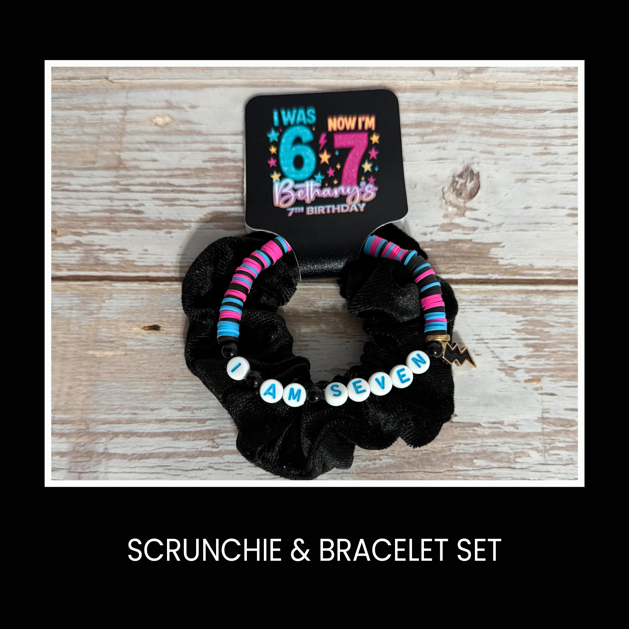 Six Seven (6/7) Scrunchie & Bracelet Set | Custom Party Favor | Personalized Birthday Party Favor