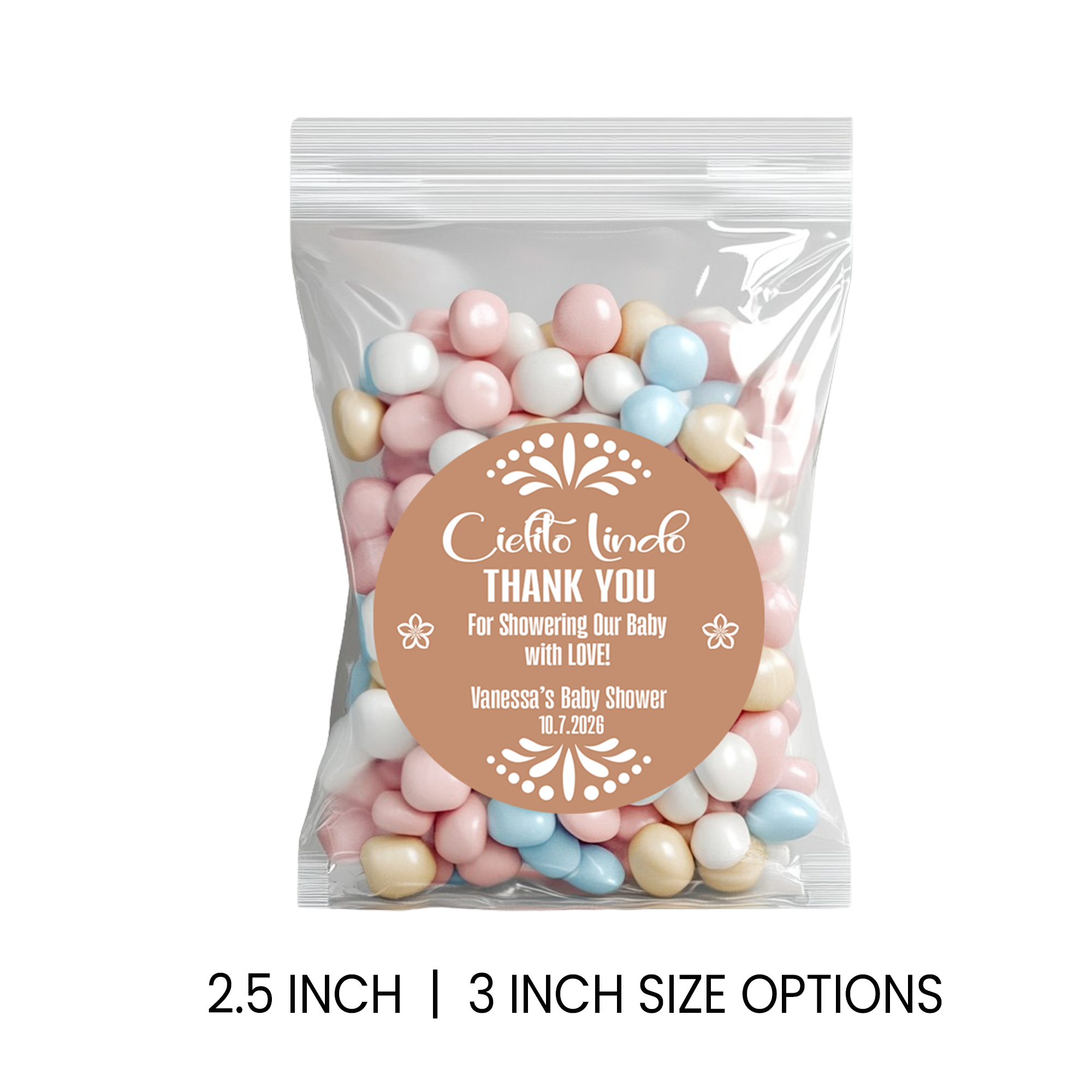 Cielito Lindo Baby Shower Stickers | Personalized Baby Shower Party Favors | 2.5 Inch Circle Stickers