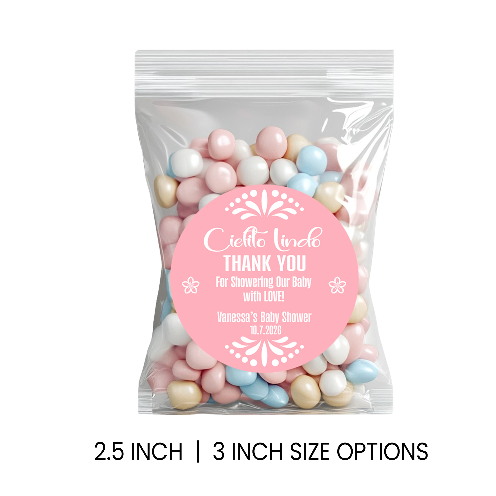Cielito Lindo Baby Shower Stickers | Personalized Baby Shower Party Favors | 2.5 Inch Circle Stickers