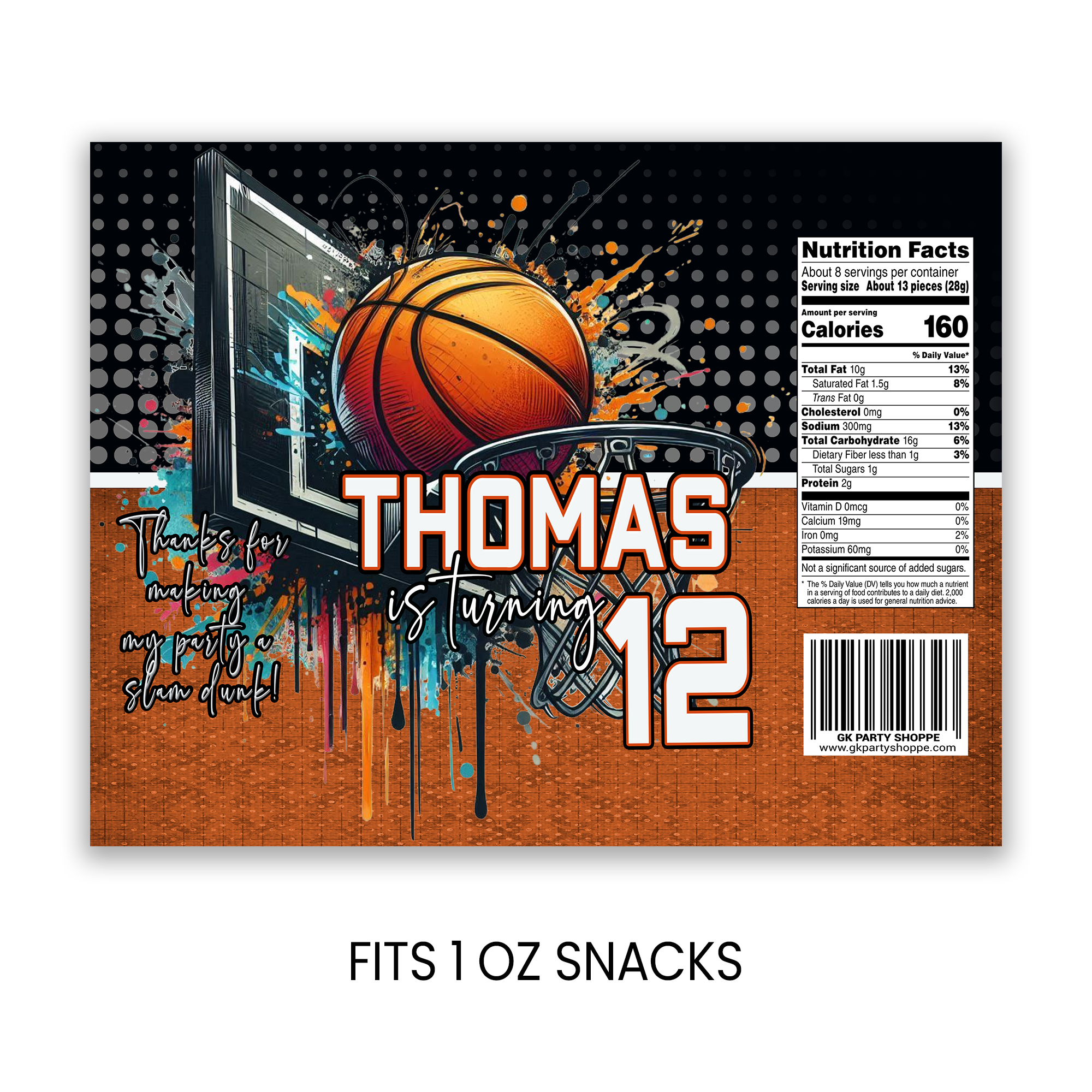 Basketball Theme | Chip Bag Wrapper Party Favor | Sports Birthday Party | Digital + Print Option
