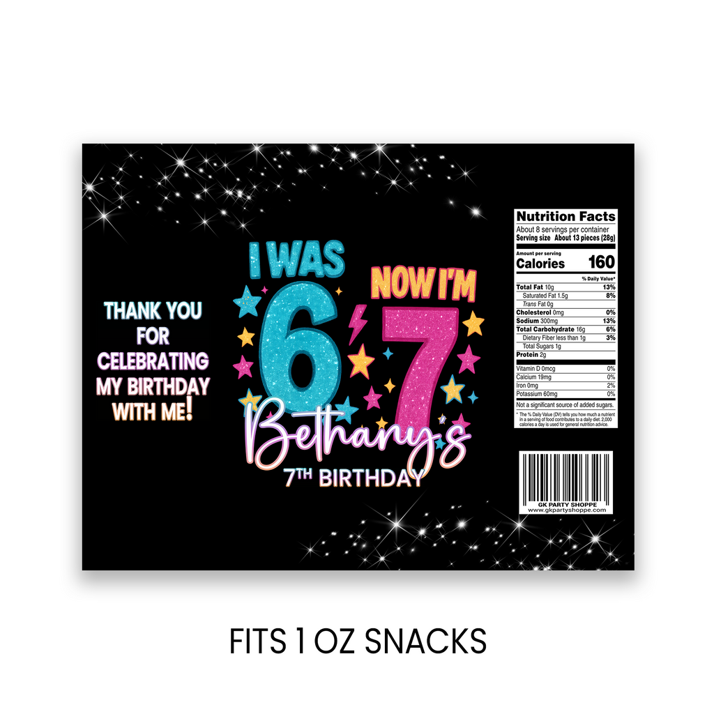 Six Seven (6/7) Chip Bag Wrapper Party Favor | 7th Birthday Party Theme | Digital + Print Option