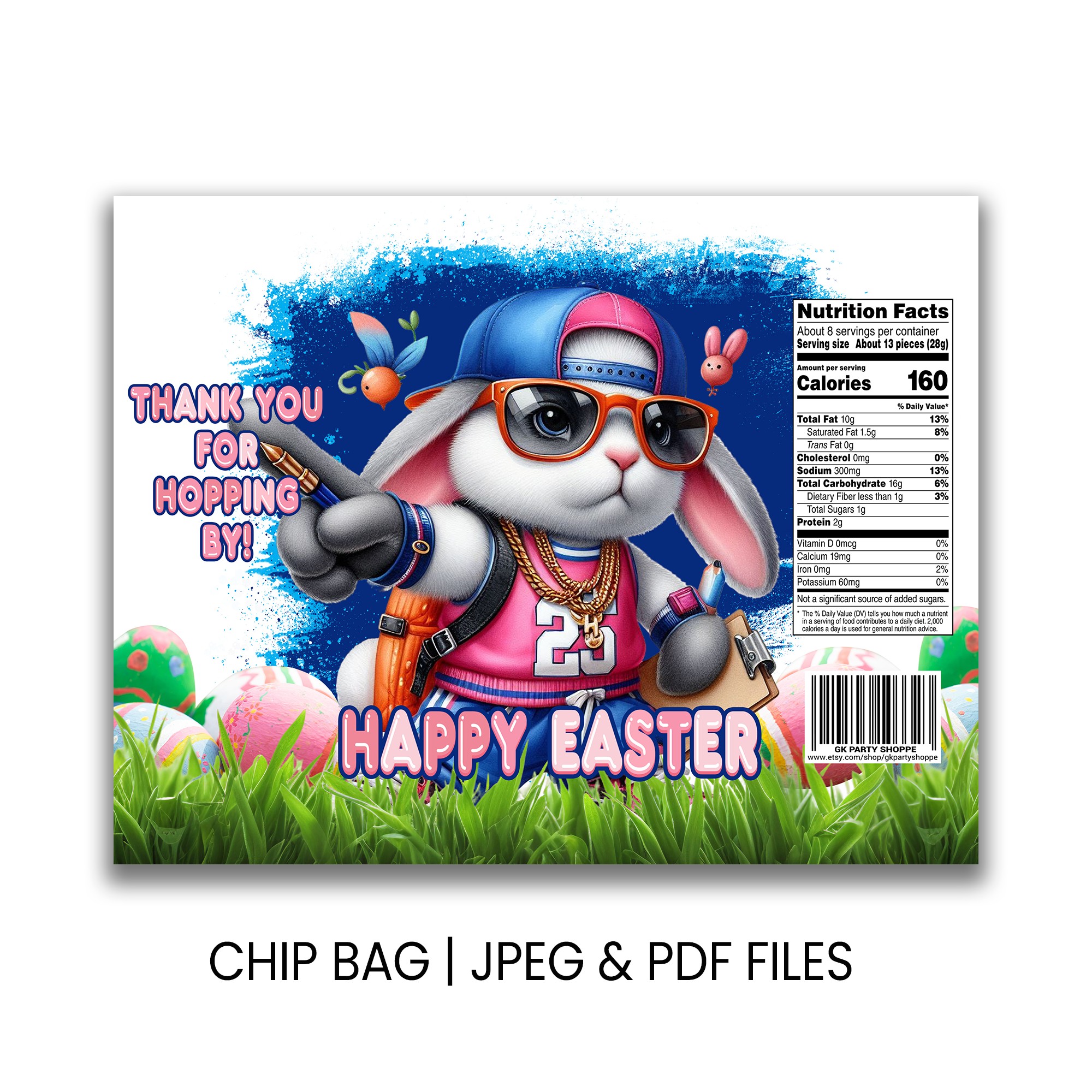 Easter Chip Bag Wrapper | Kids Party Favor | Instant Download