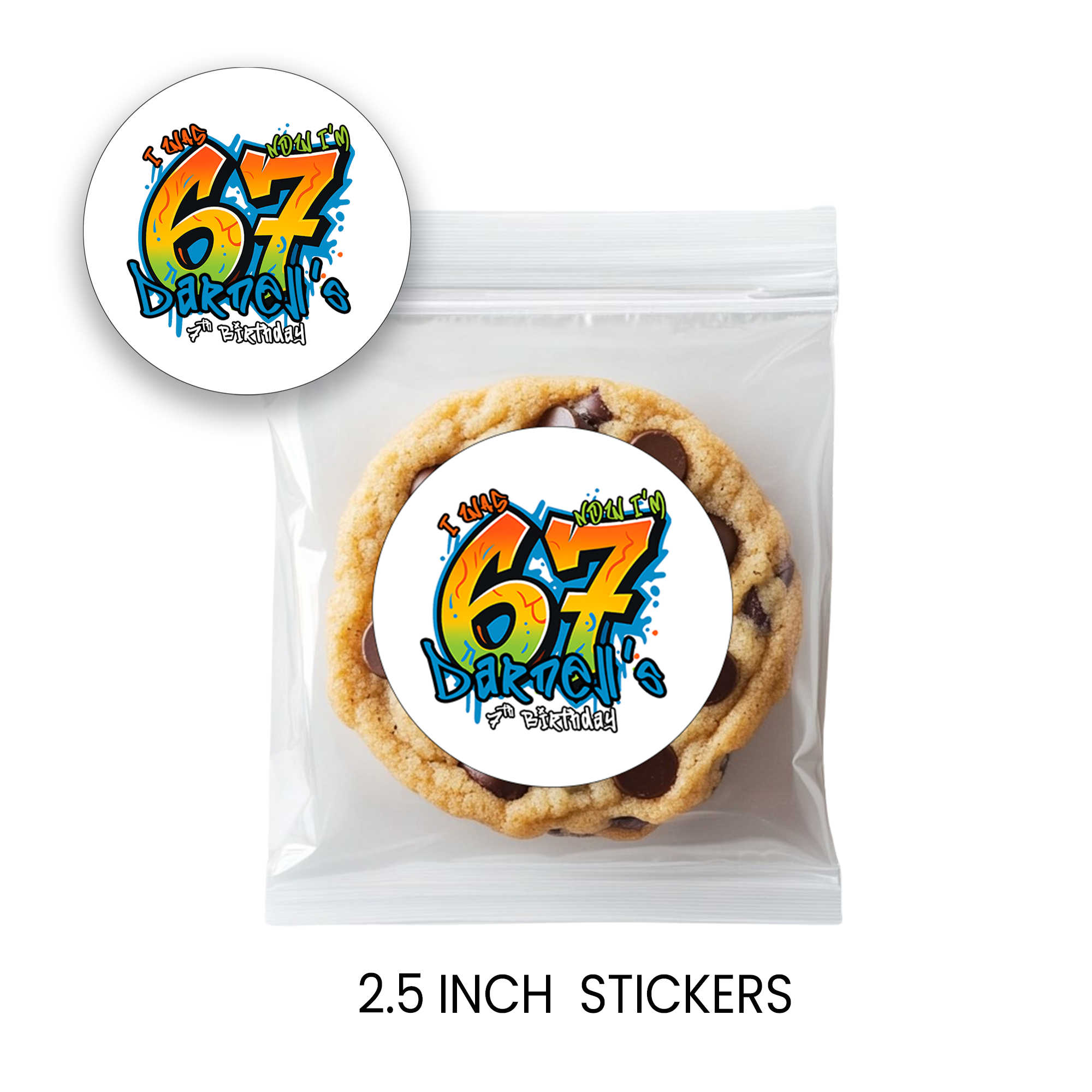 Six Seven (6/7) Birthday Circle Party Favor Stickers | Kids Birthday Stickers | Printed-Only