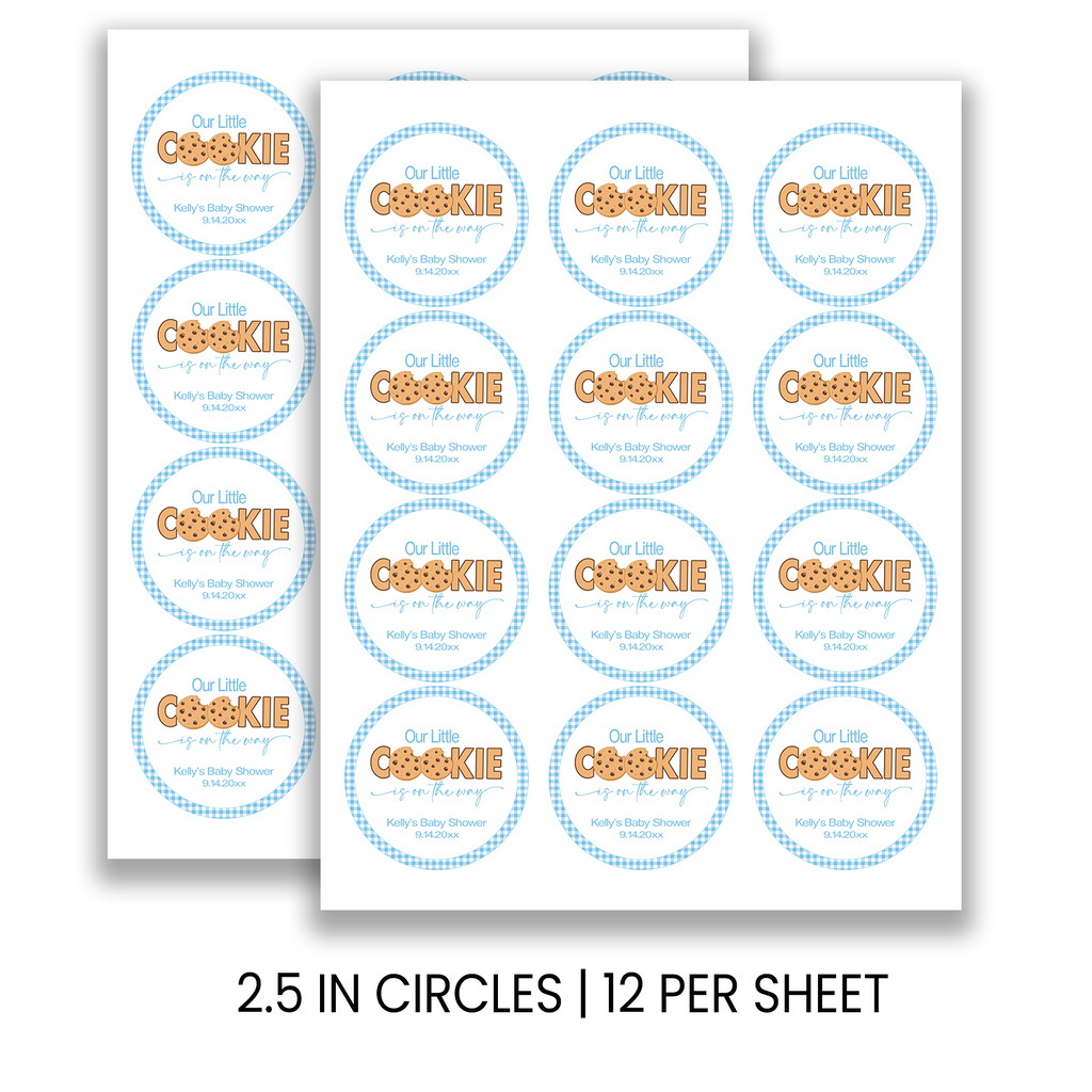 Our Little Cookie Baby Shower Circle Favor Stickers | Cookie Theme Baby Shower Stickers | Printed-Only