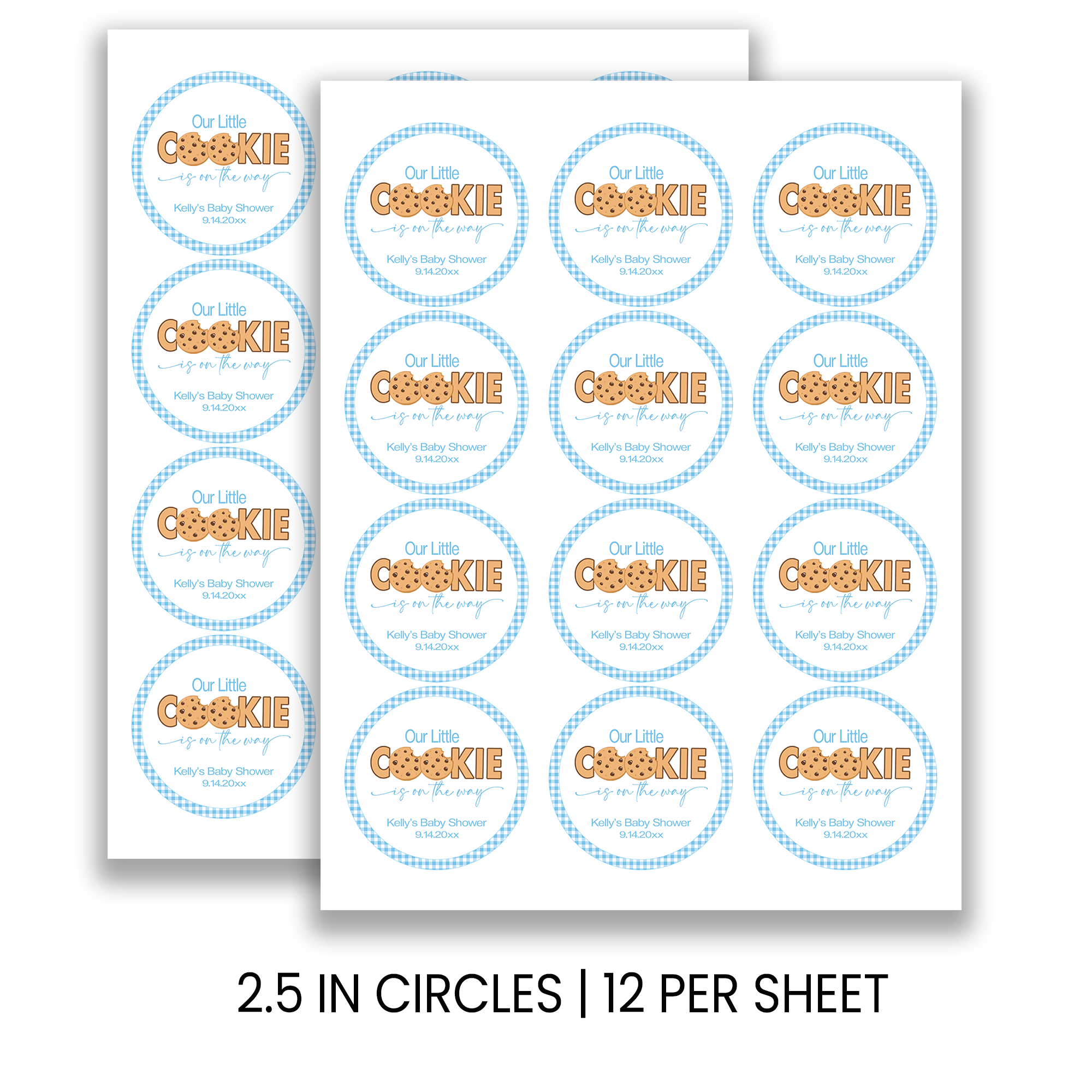 Our Little Cookie Baby Shower Circle Favor Stickers | Cookie Theme Baby Shower Stickers | Printed-Only