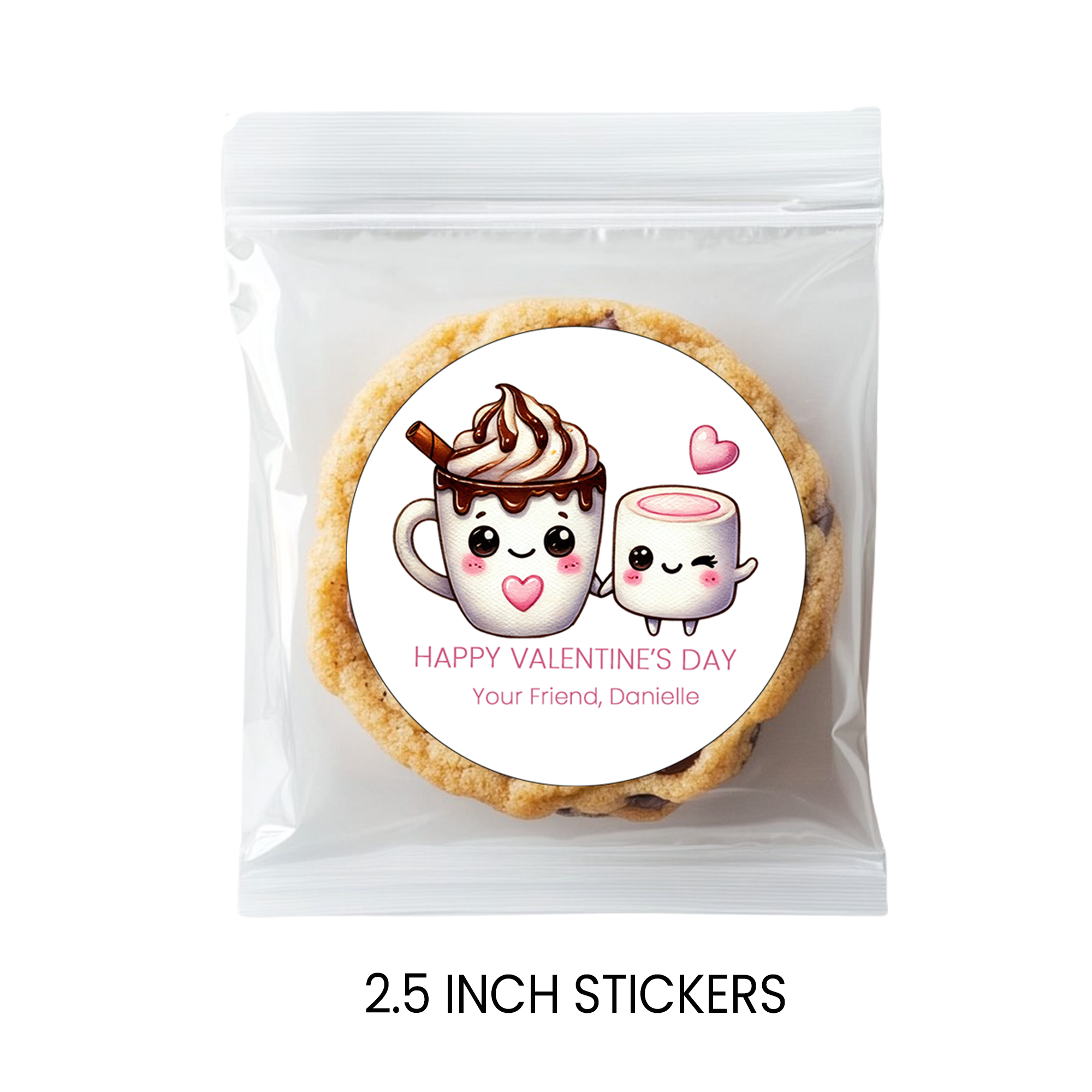 Valentine Party Favor Stickers | 2.5 Inch Round | You’re the Marshmallow to My Hot Chocolate
