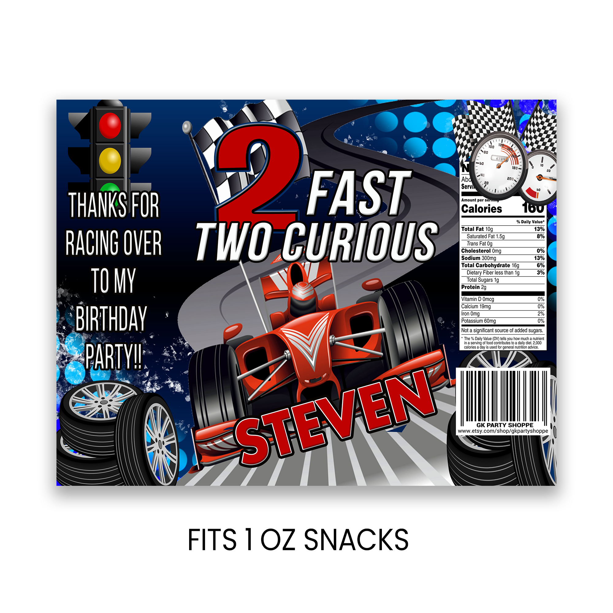 2 Fast 2 Curious Chip Bag Wrapper Party Favor | Racing Birthday Theme | Digital + Print Option
