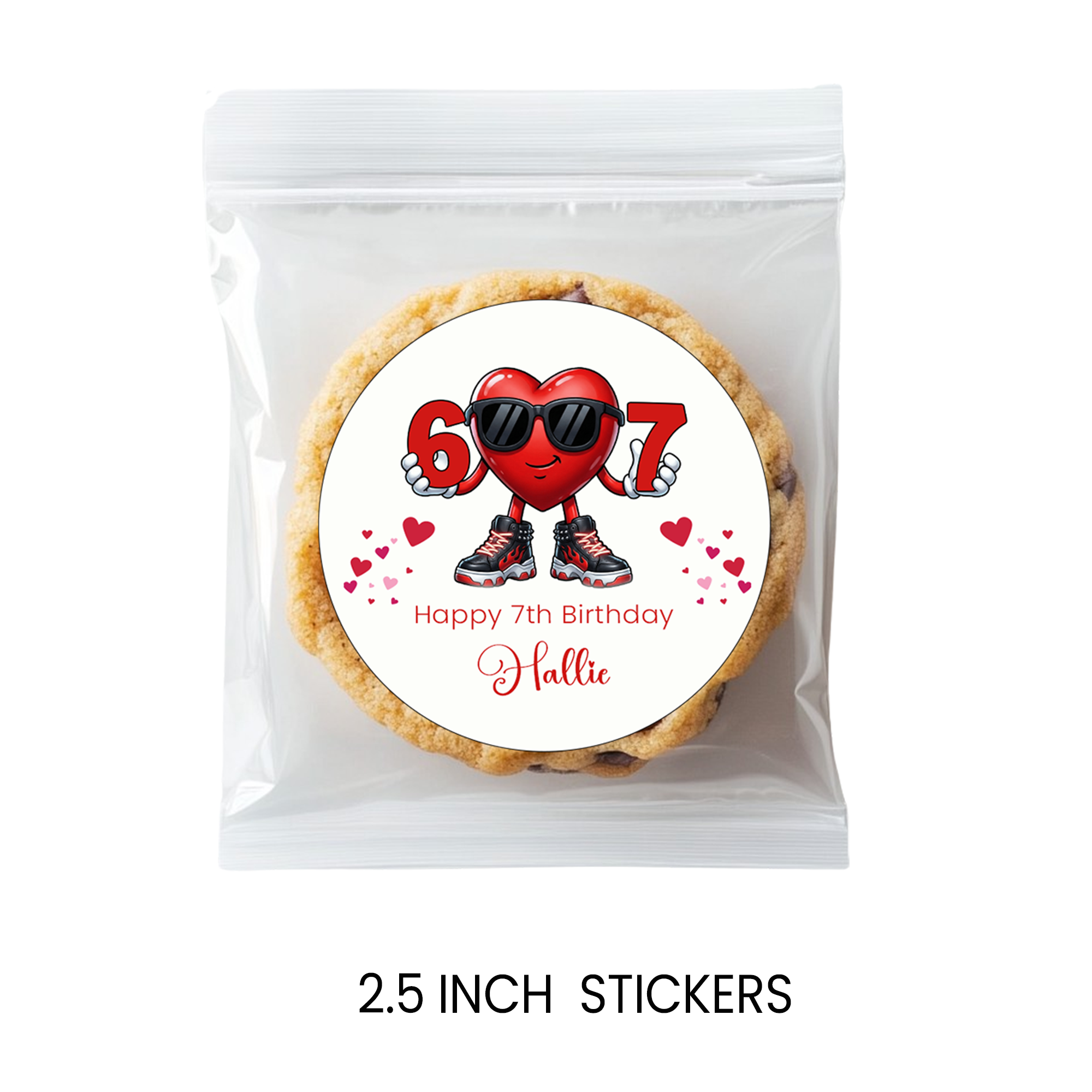 Birthday Party Favor Stickers | 2.5 Inch Round | Six Seven (6/7)