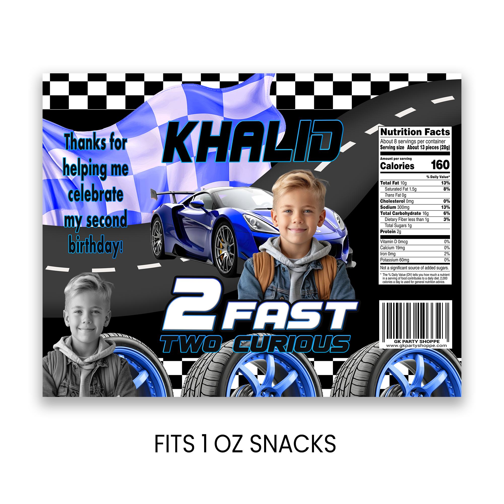 2 Fast 2 Curious Chip Bag Wrapper Party Favor | Racing Birthday Theme | Digital + Print Option