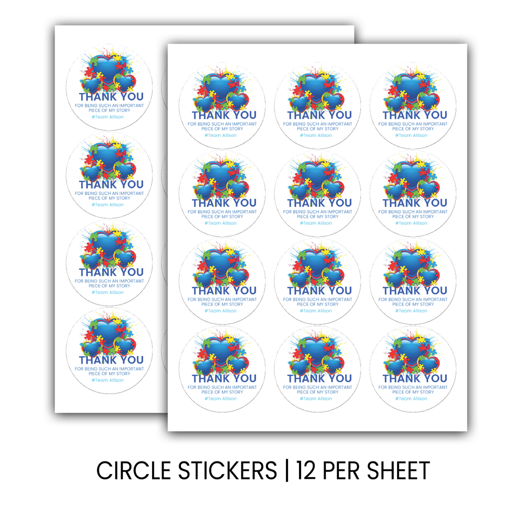 Autism Awareness Month Stickers | Personalized 2.5 Inch Circle Stickers | Classroom Gifts & Event Favor Seals
