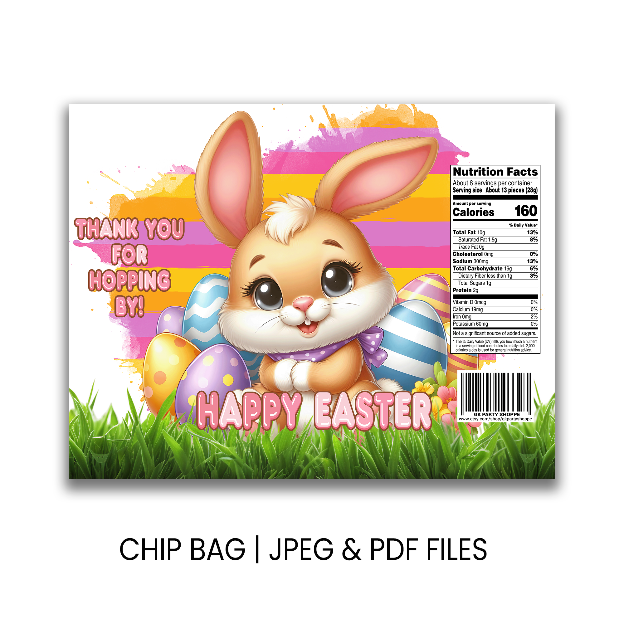Easter Chip Bag Wrapper | Kids Party Favor | Instant Download