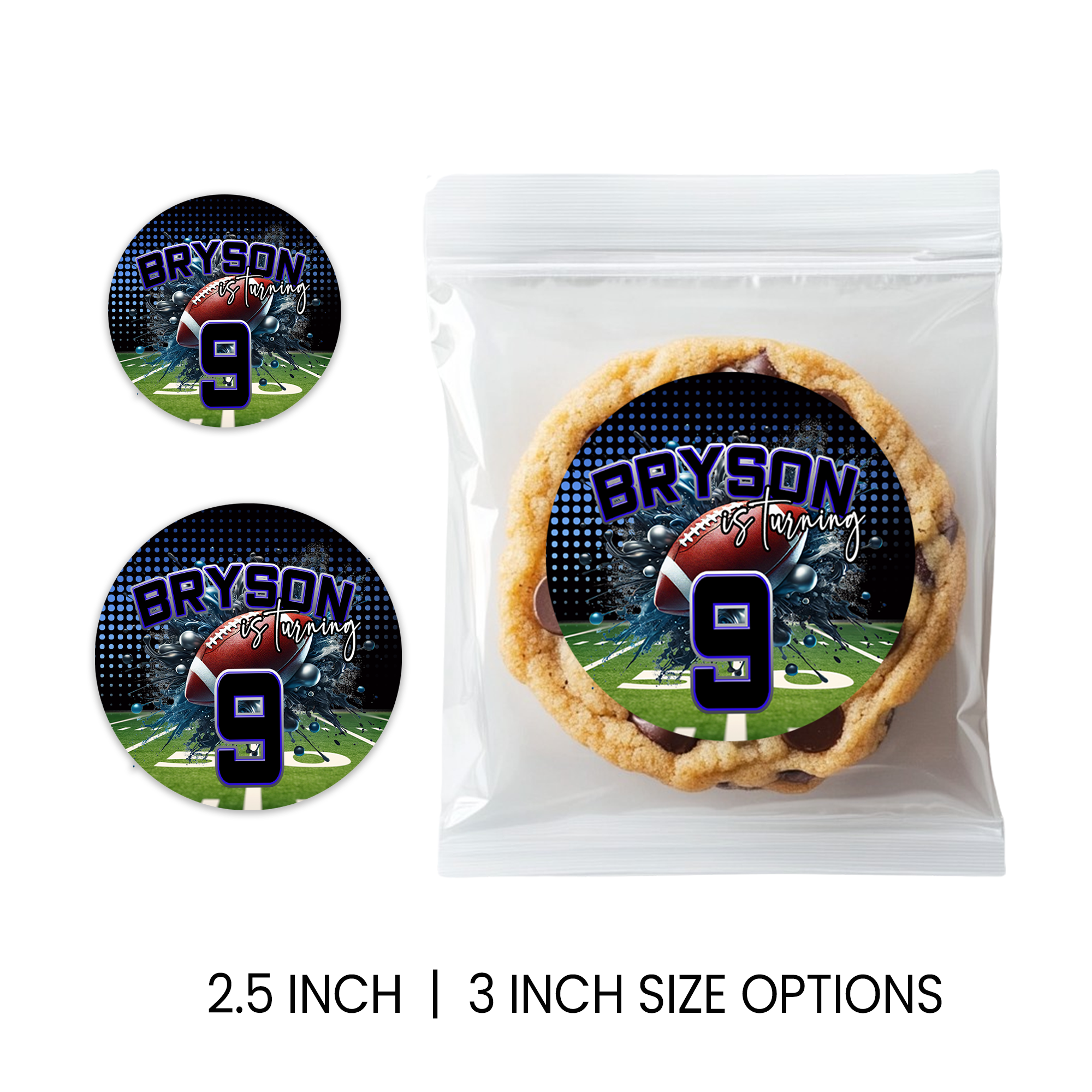 Football Theme Circle Favor Stickers | Sports Birthday Stickers | Printed-Only