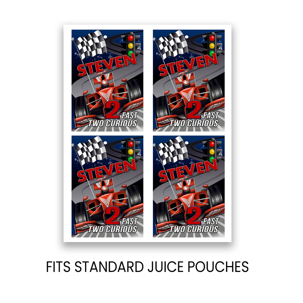 2 Fast 2 Curious Juice Pouch Label Party Favor | Racing Birthday Theme | Digital + Print Option